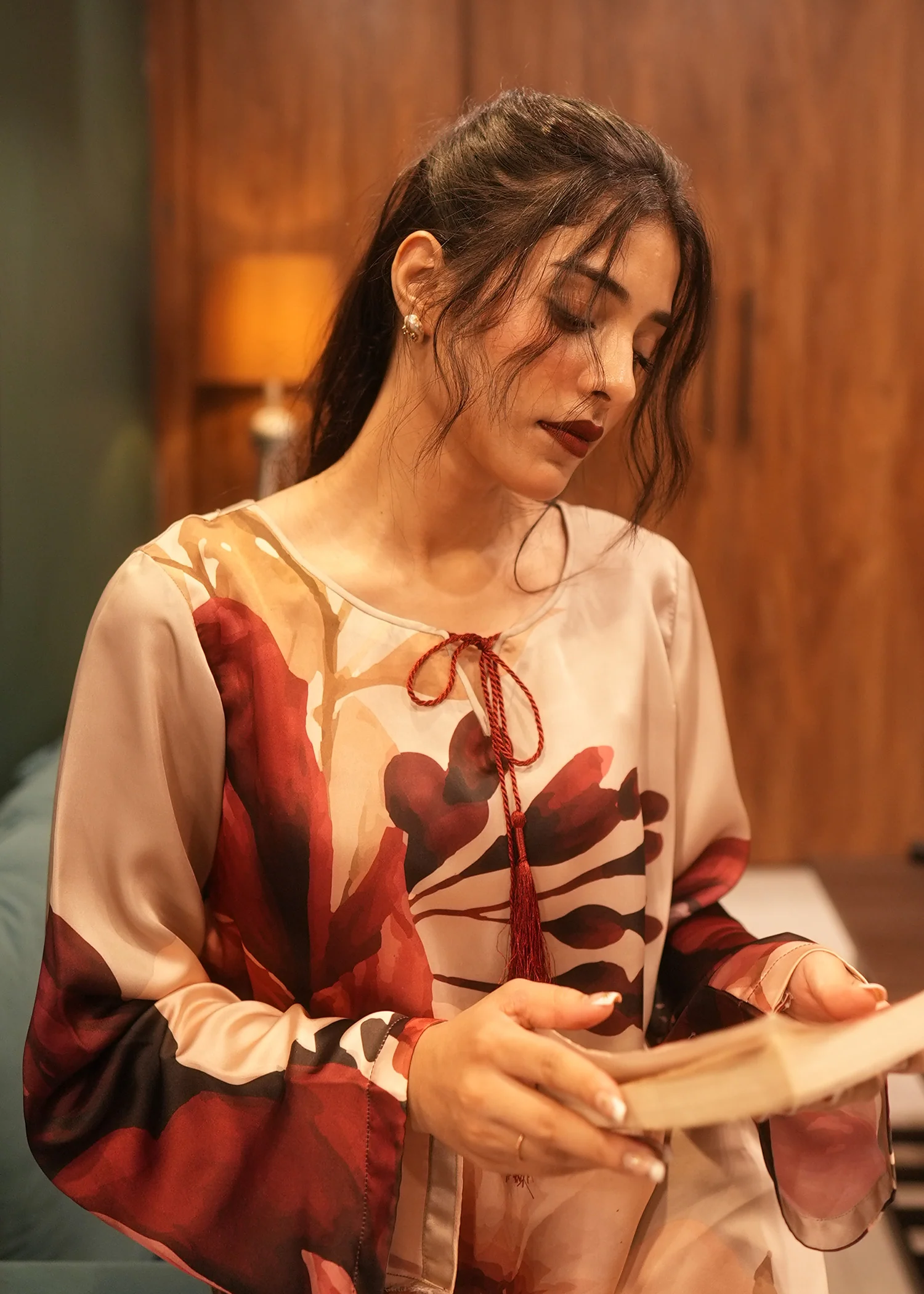 satin silk Kaftan in Multi - view 4
