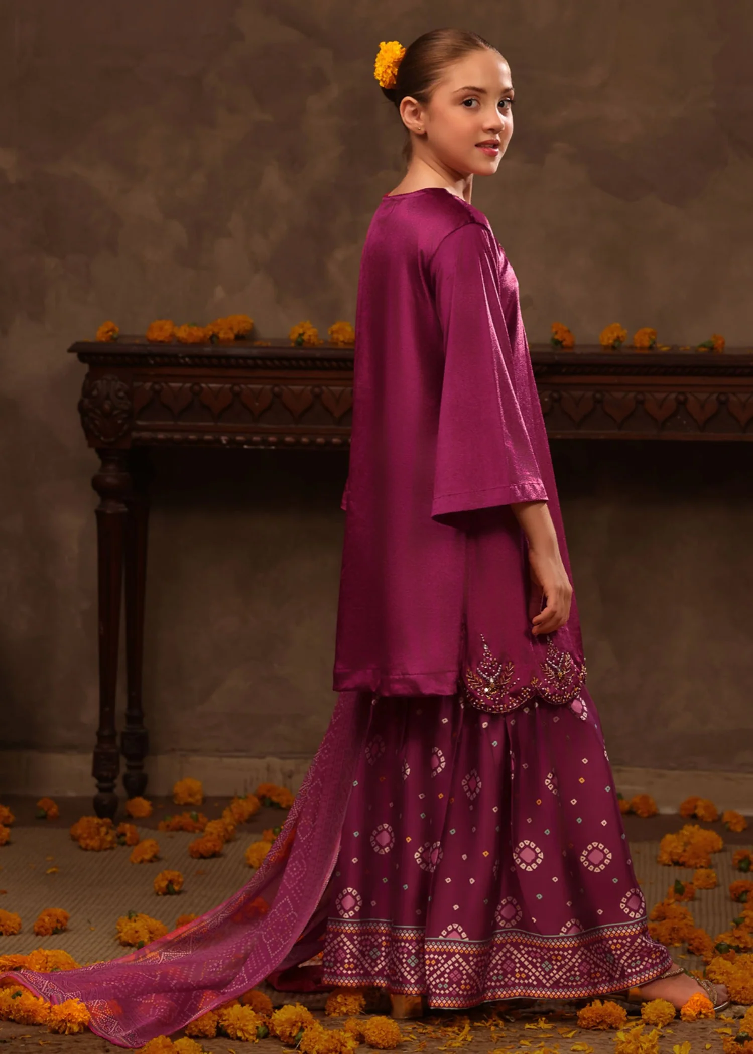 velvet Gharara in Magenta haze - view 5