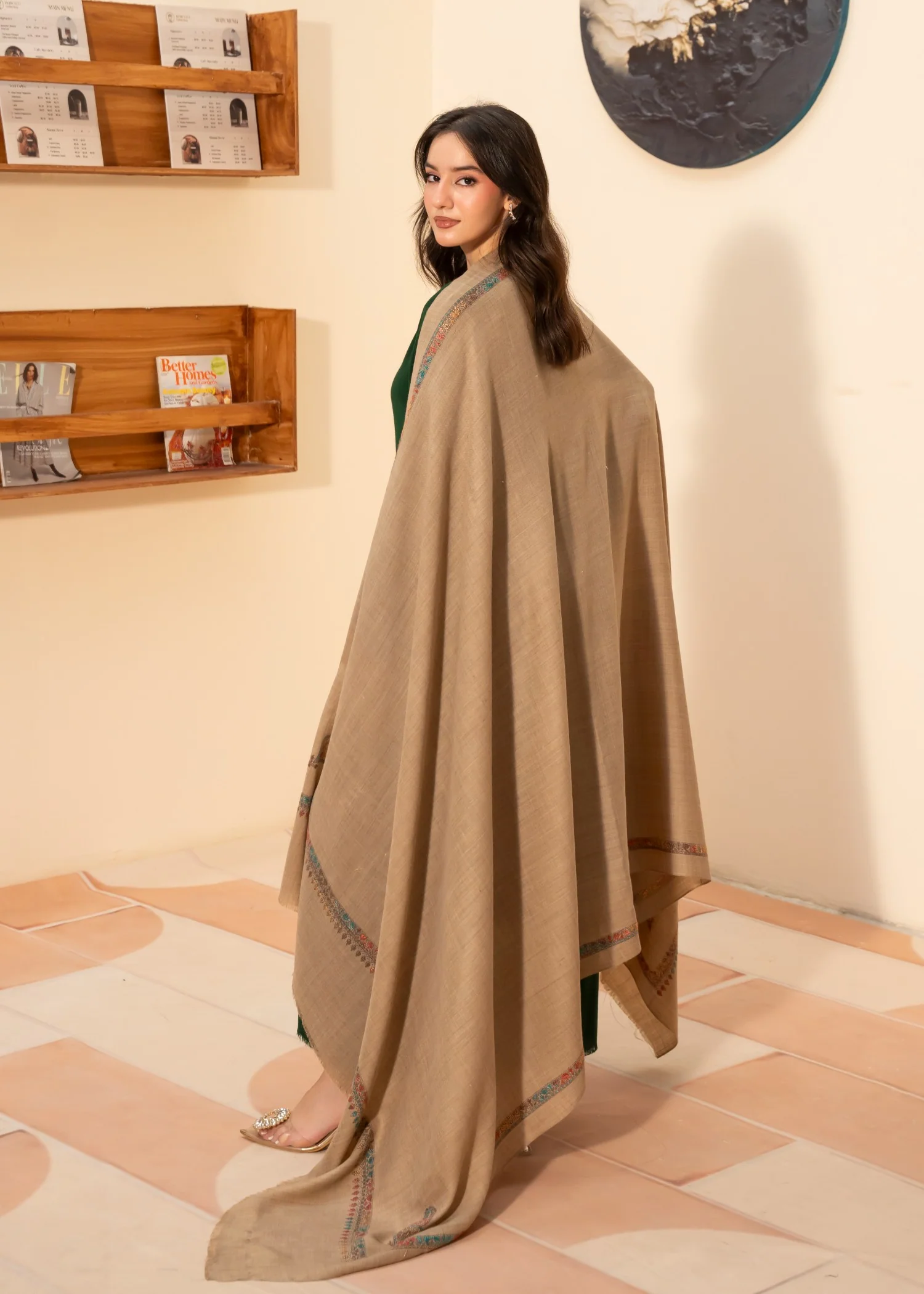 Shawl in Beige Color by - Trendy Women Shawl KXE6138 - view 3