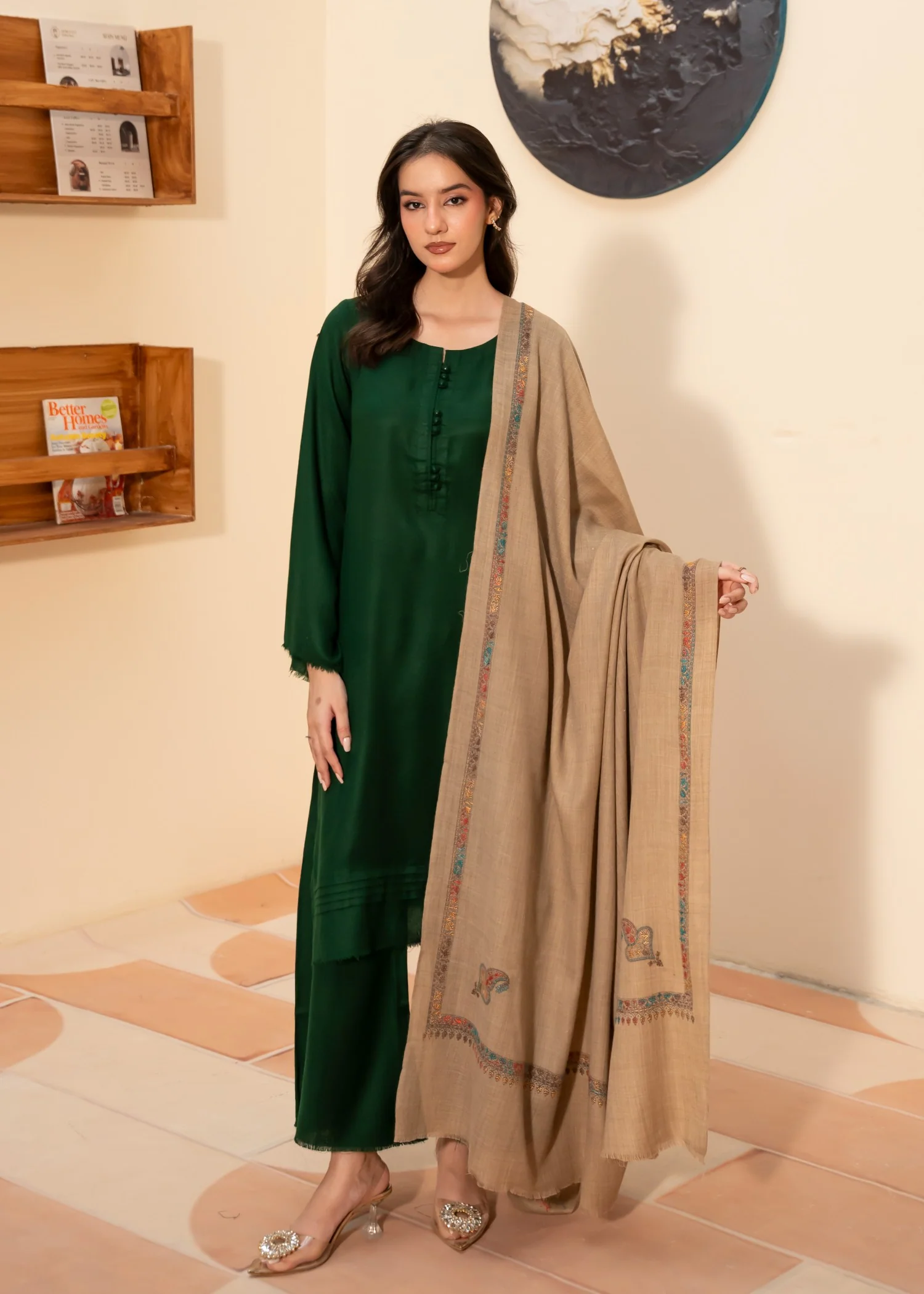 Shawl in Beige Color by - Trendy Women Shawl KXE6138 - view 4