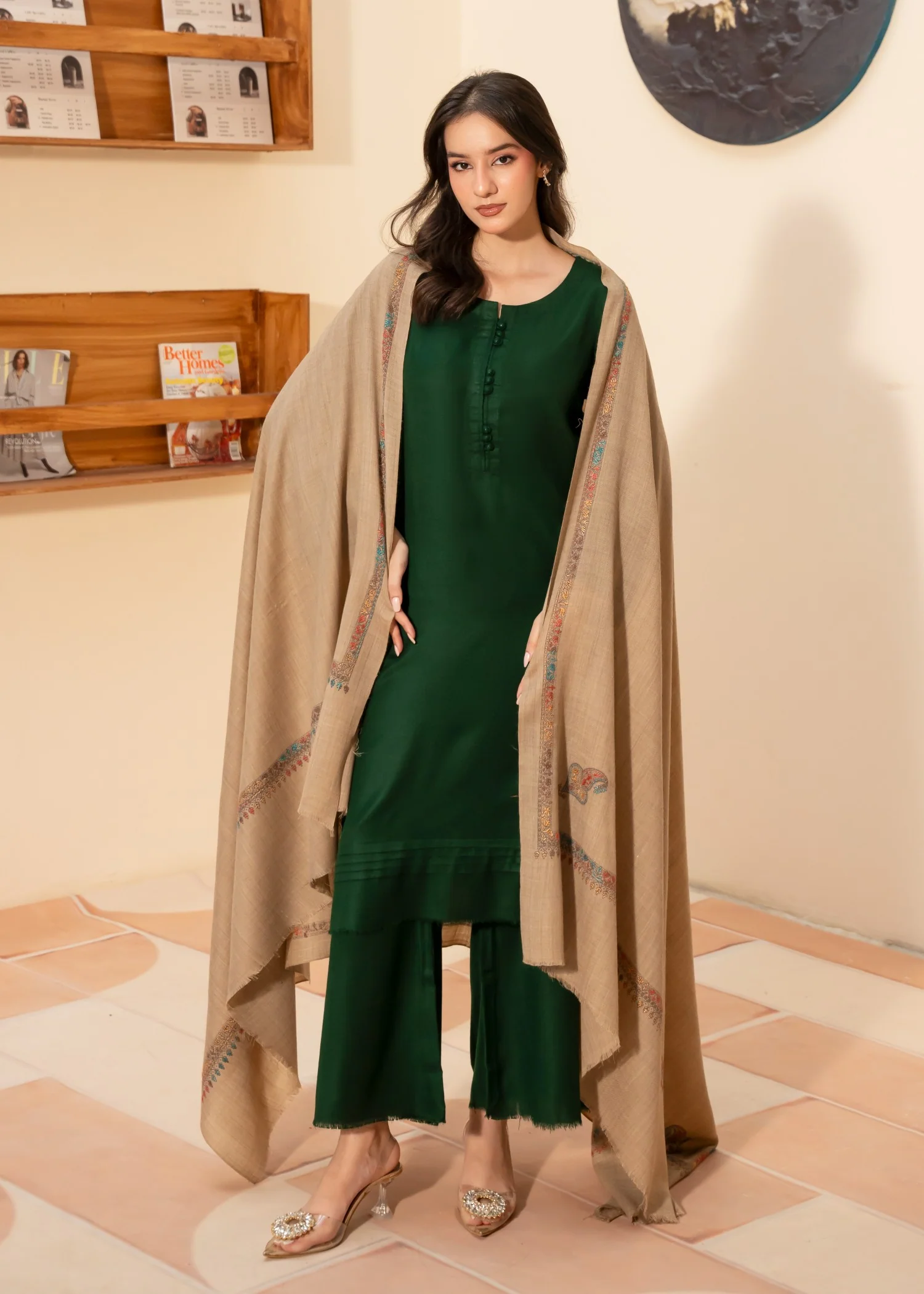 Shawl in Beige Color by - Trendy Women Shawl KXE6138 - view 6