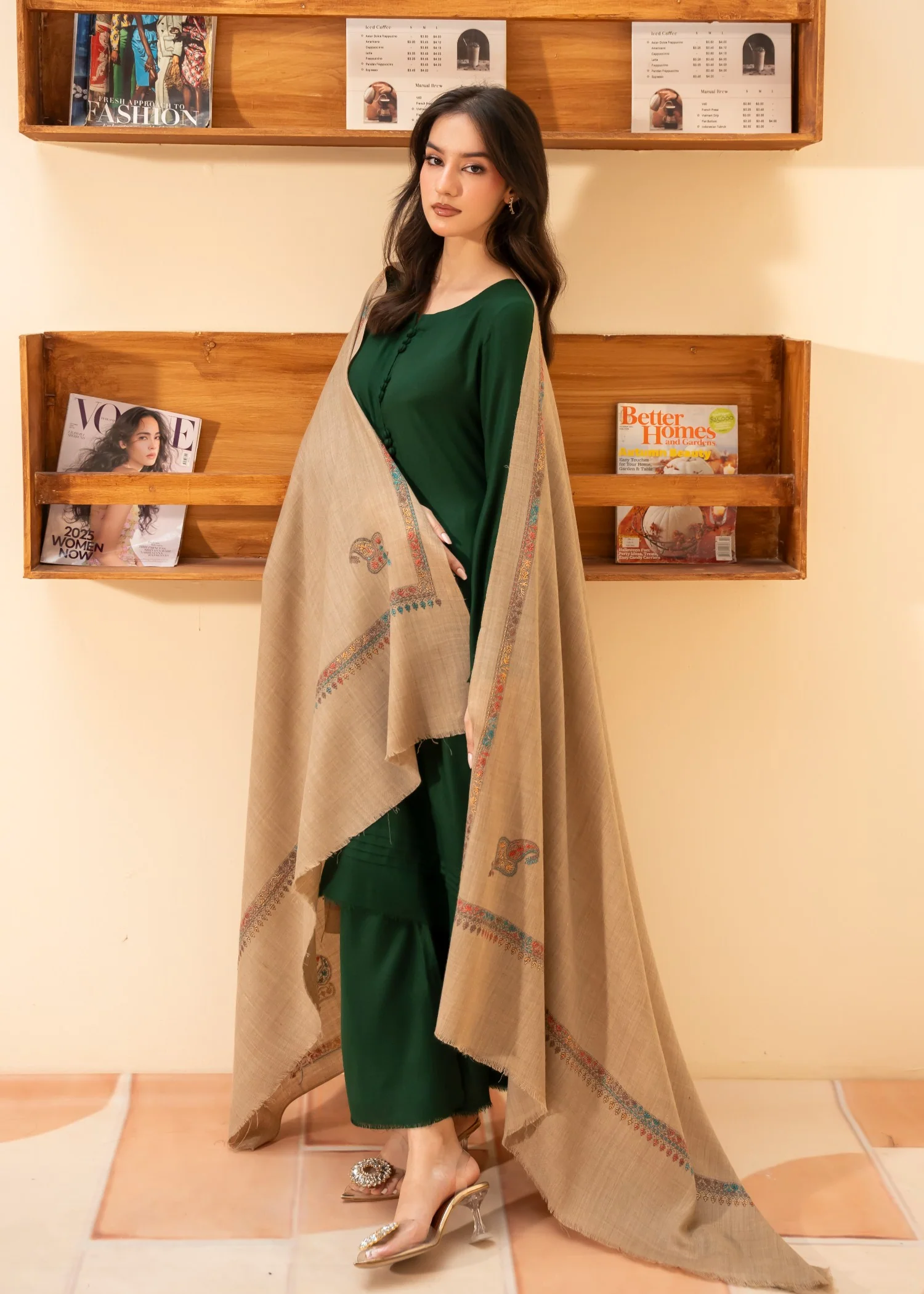 Shawl in Beige Color by - Trendy Women Shawl KXE6138 - view 5