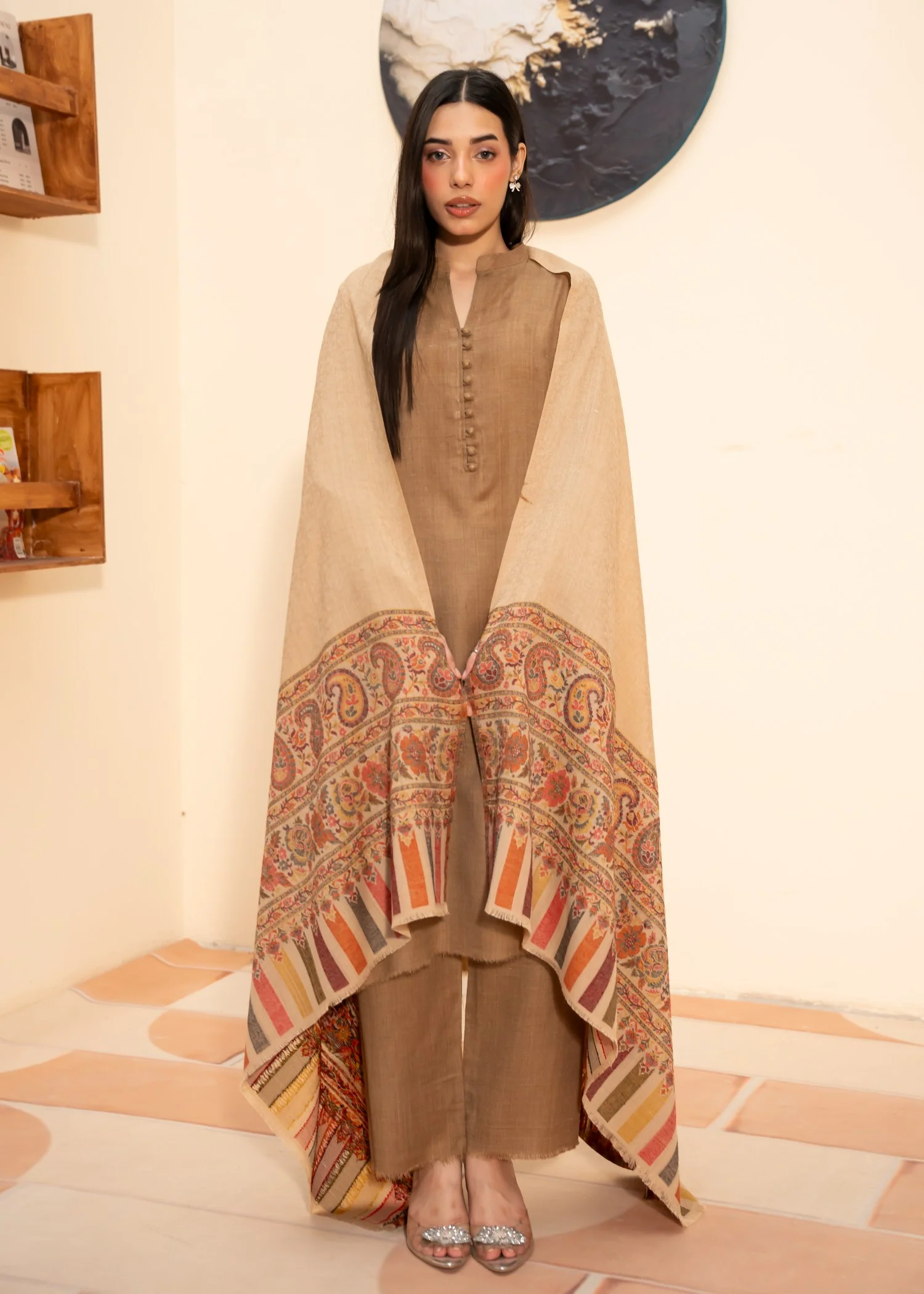 Shawl in Beige Color by - Trendy Women Shawl BOR2983