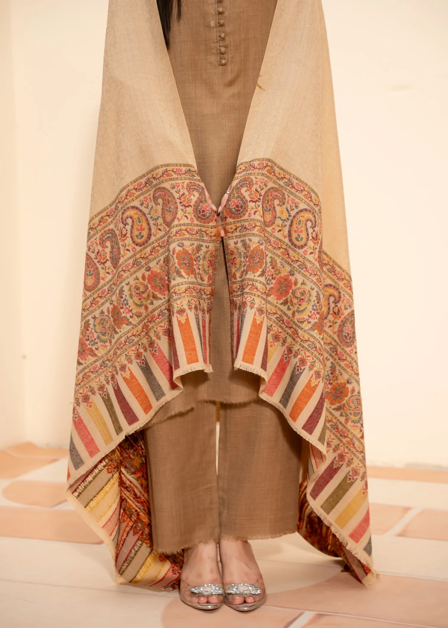 Shawl in Beige Color by - Trendy Women Shawl BOR2983 - view 2