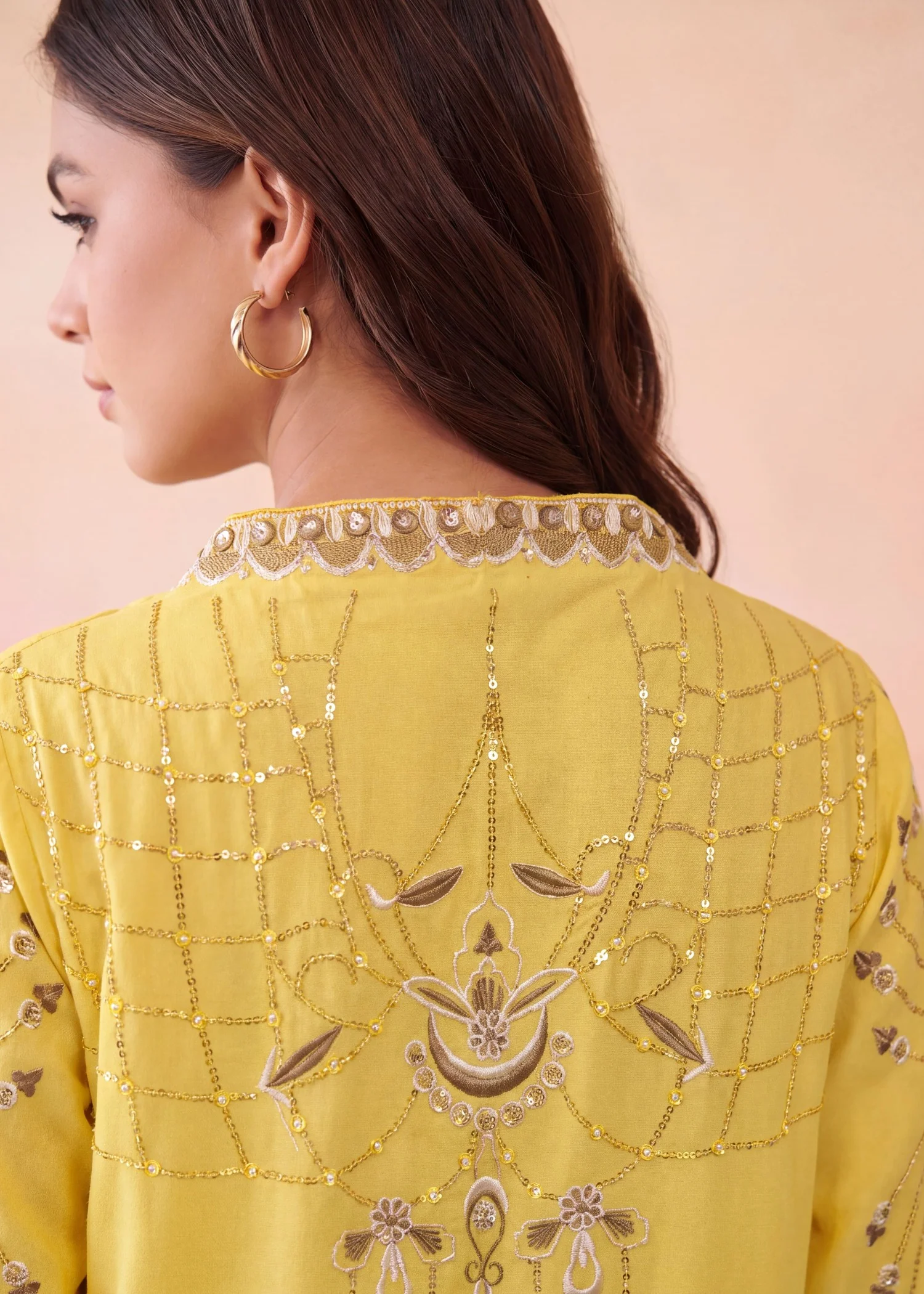 dhanak Kurta Set in Lemonade - view 5