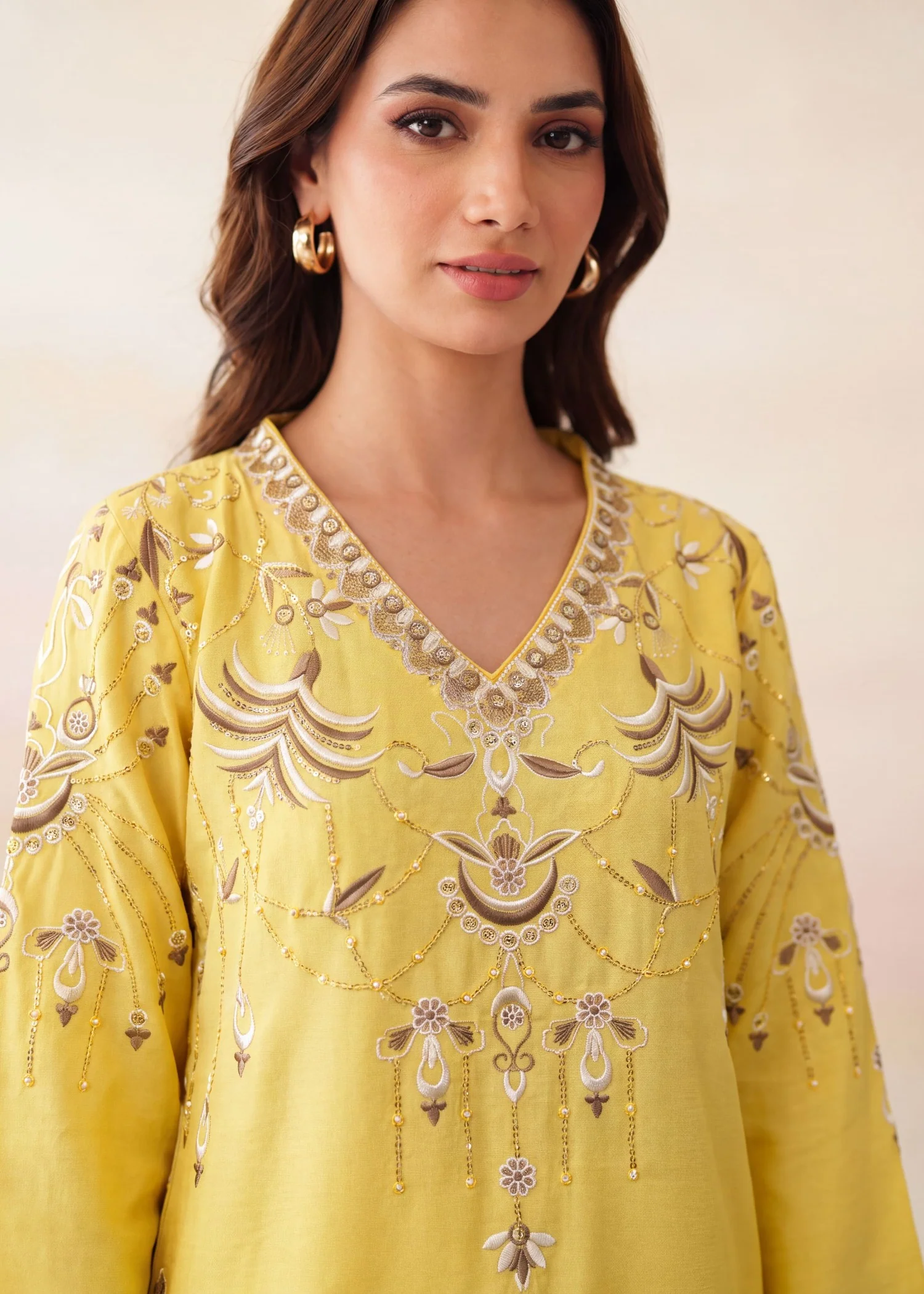 dhanak Kurta Set in Lemonade - view 3