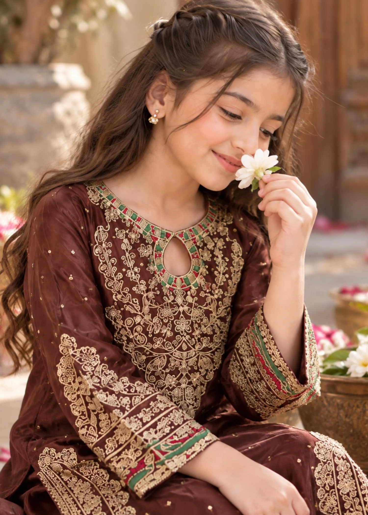 silk Kurta Set in Heathered lilac - view 2