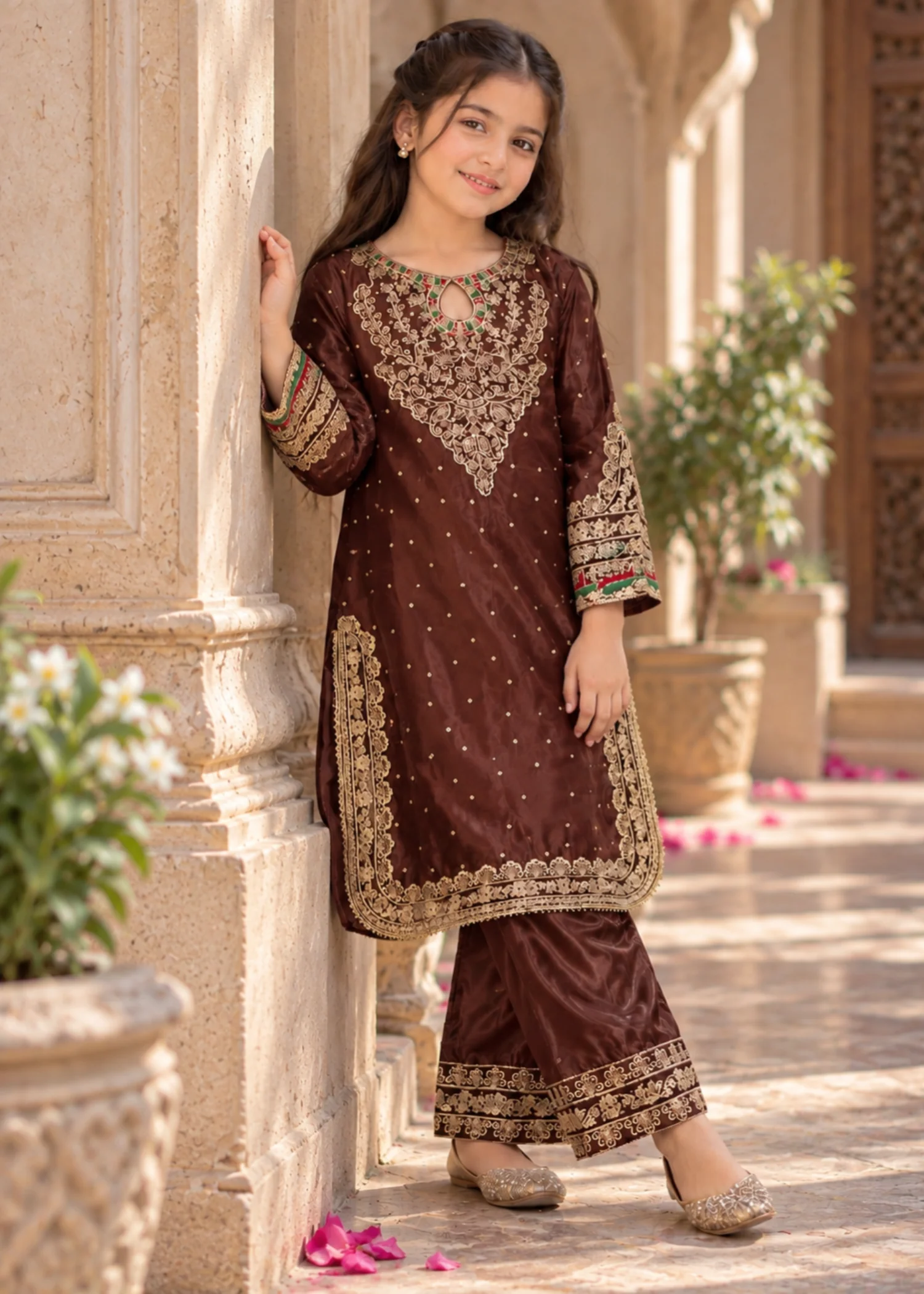 silk Kurta Set in Heathered lilac - view 3