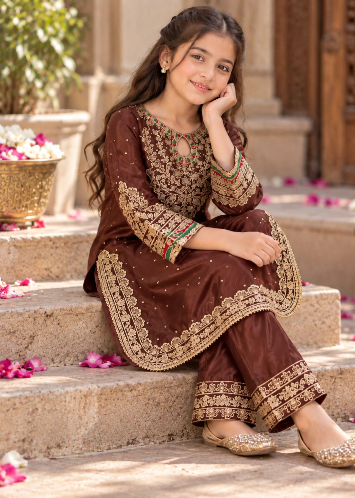 silk Kurta Set in Heathered lilac - view 4