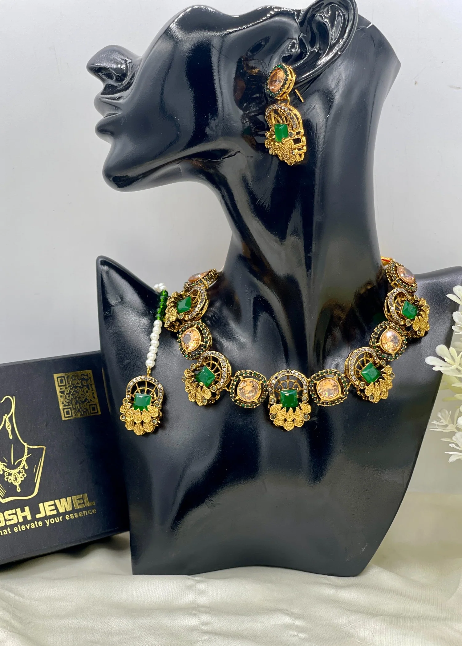 Jewelry Set in Green Color by - Trendy Women Jewelry Set YSM7323 - view 2