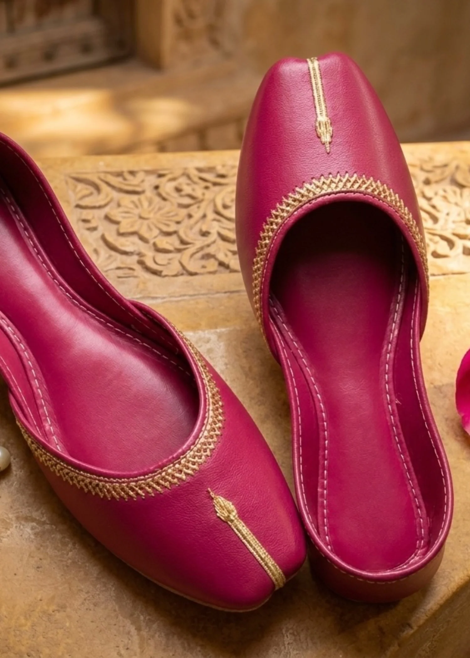 Khussa in Hot pink by - High Quality Women Khussa YMN2694 - pink khussa at ShoplyHub