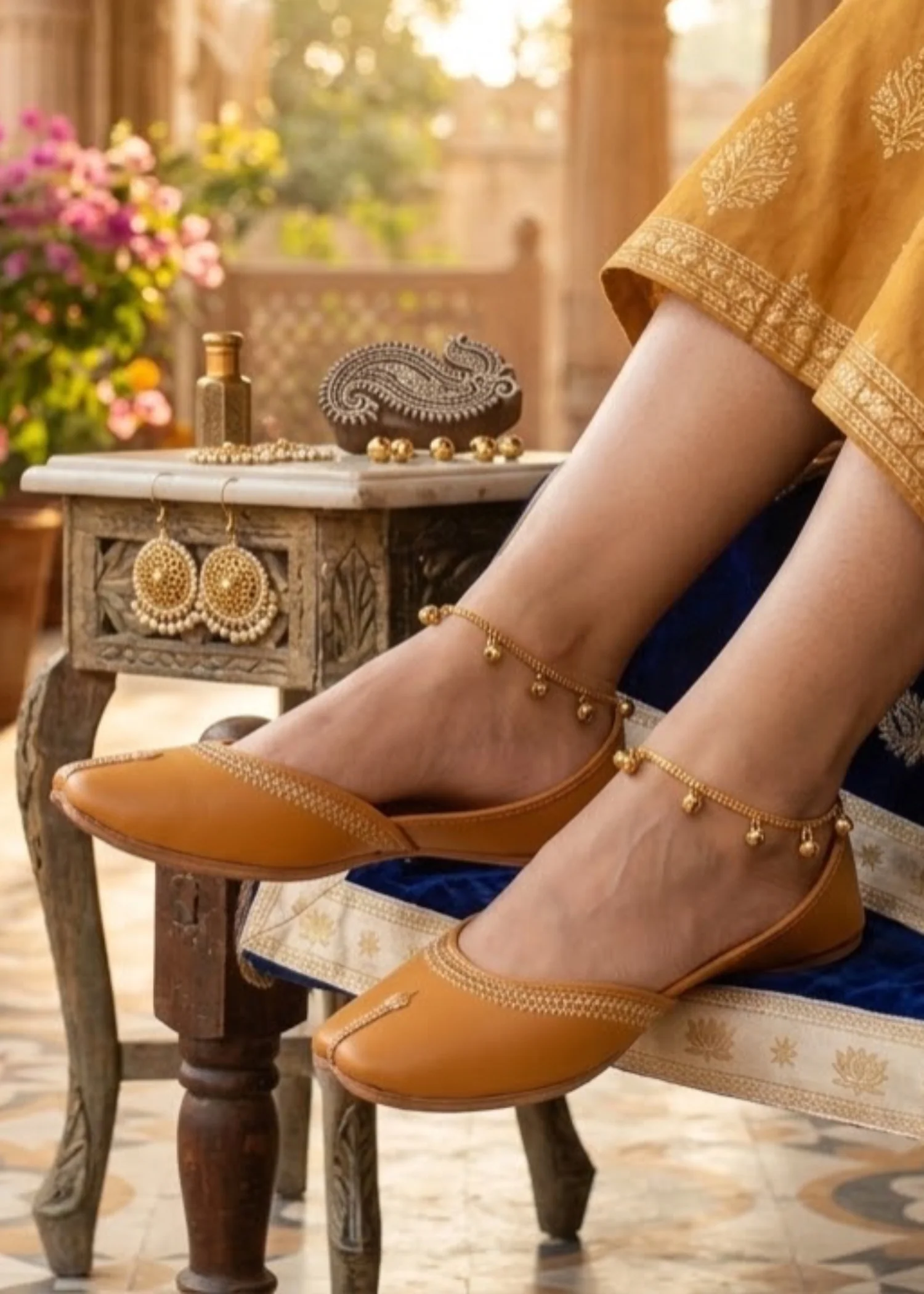 Khussa in Mustard by - High Quality Women Khussa NJK9103 - view 2