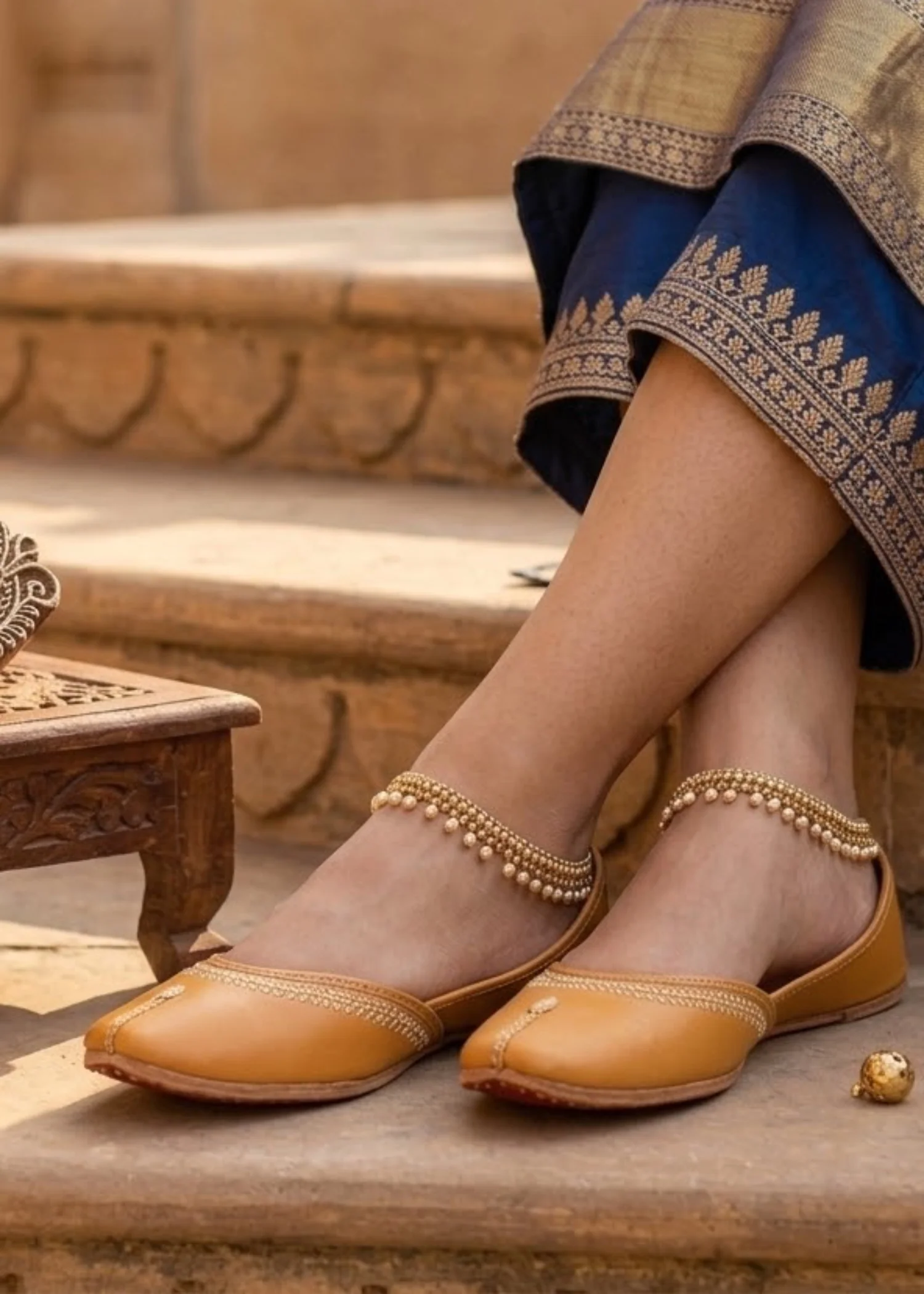 Khussa in Mustard by - High Quality Women Khussa NJK9103 - view 3