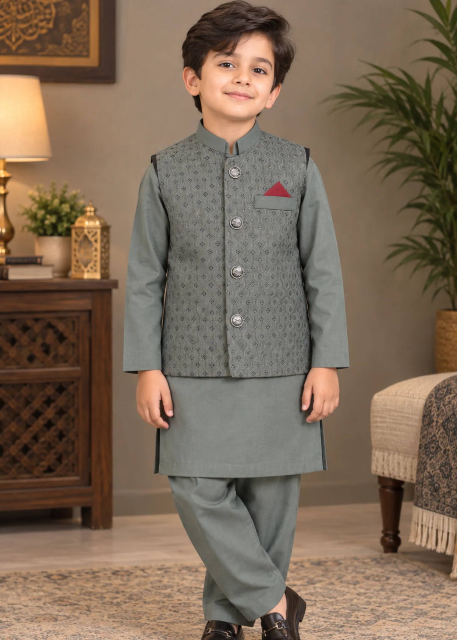 wash & wear Waistcoat in Stone grey