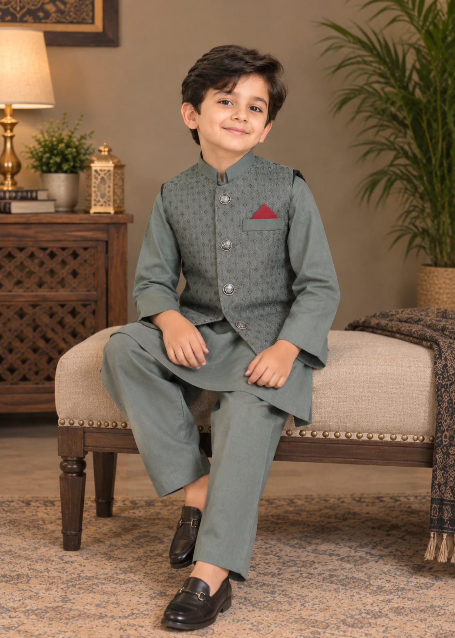 wash & wear Waistcoat in Stone grey - view 4