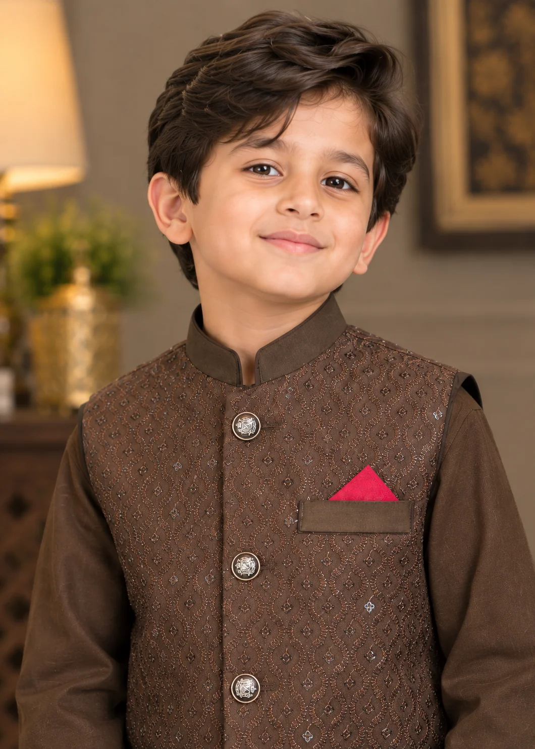 wash & wear Waistcoat in Saddle brown - view 2