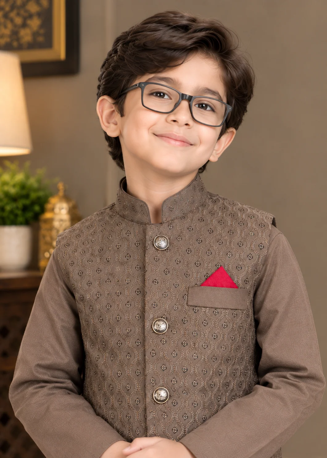 wash & wear Waistcoat in Camel brown - view 2