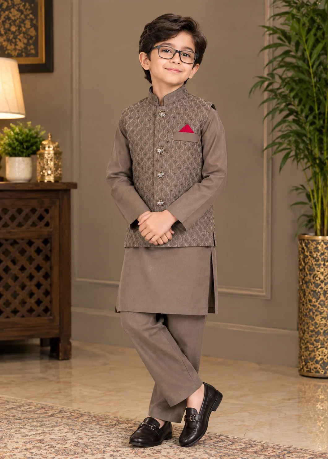 wash & wear Waistcoat in Camel brown - view 6