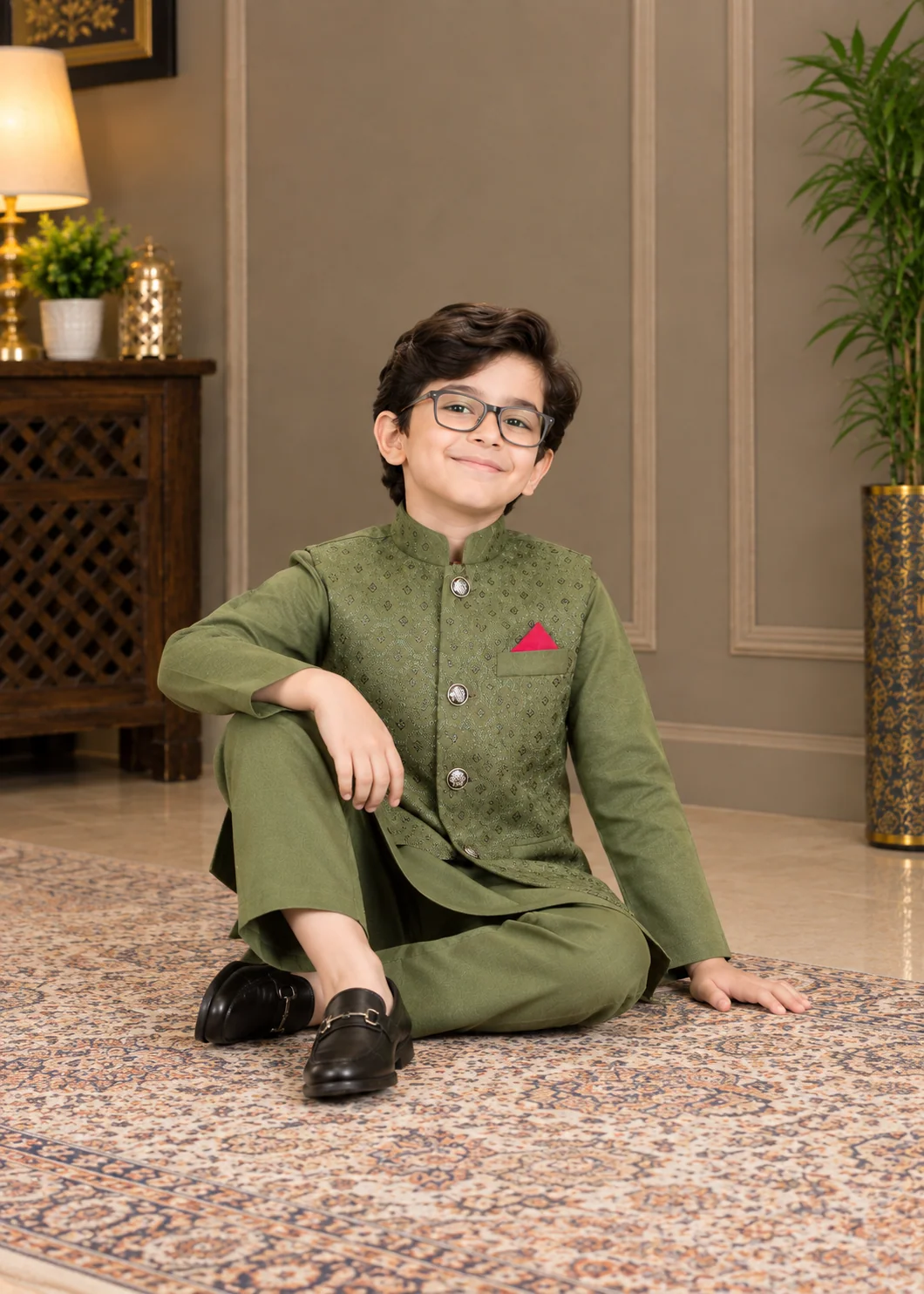 wash & wear Waistcoat in Olive green - view 4