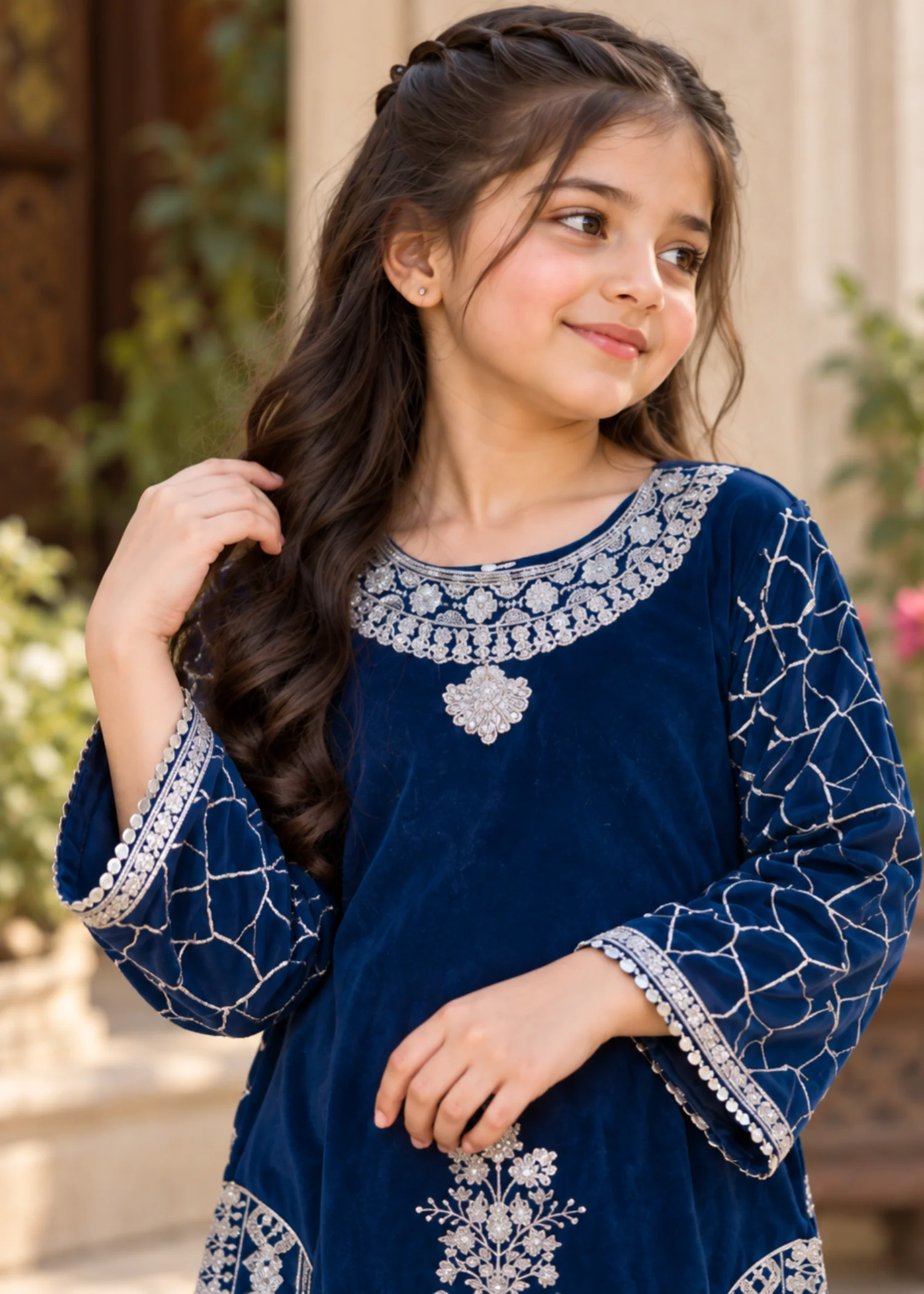 chiffon Kurta Set in Royal blue - view 3