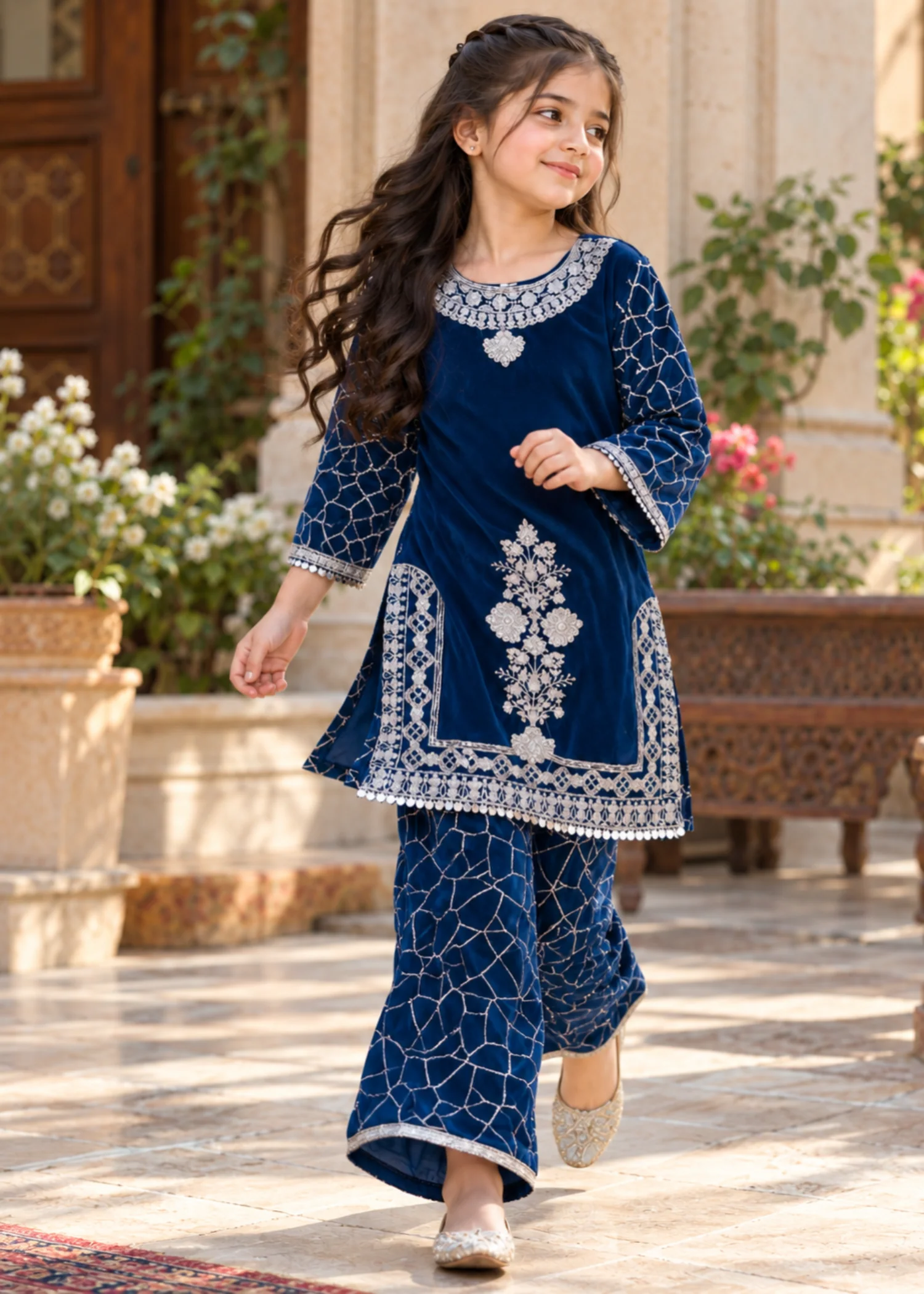 chiffon Kurta Set in Royal blue - view 4