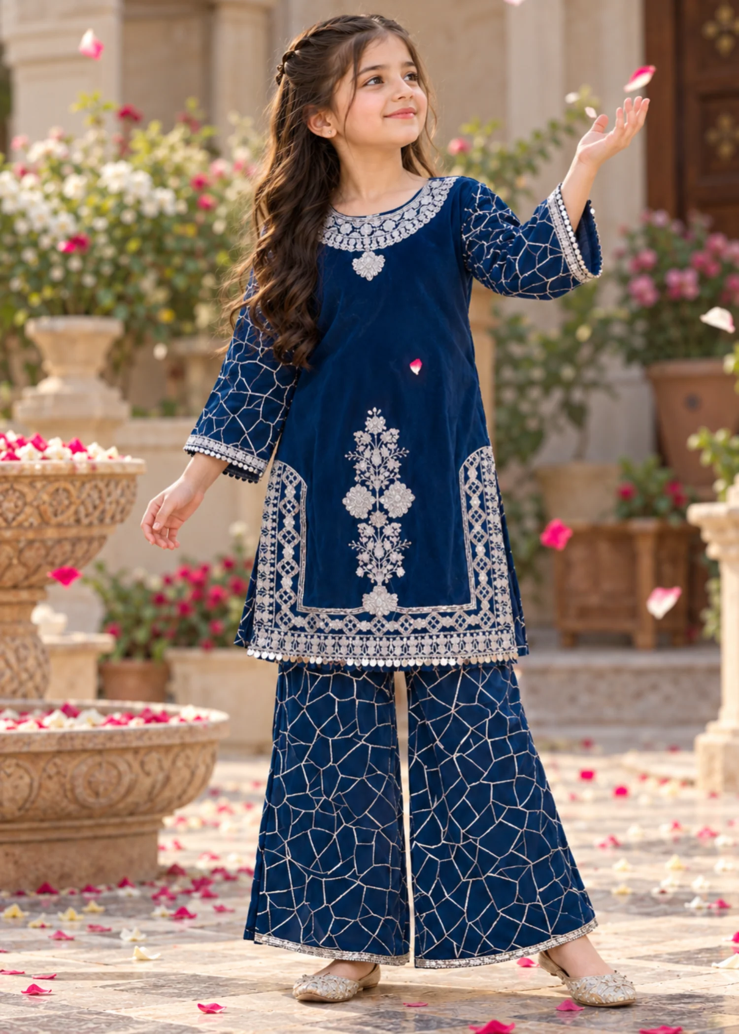 chiffon Kurta Set in Royal blue - view 2