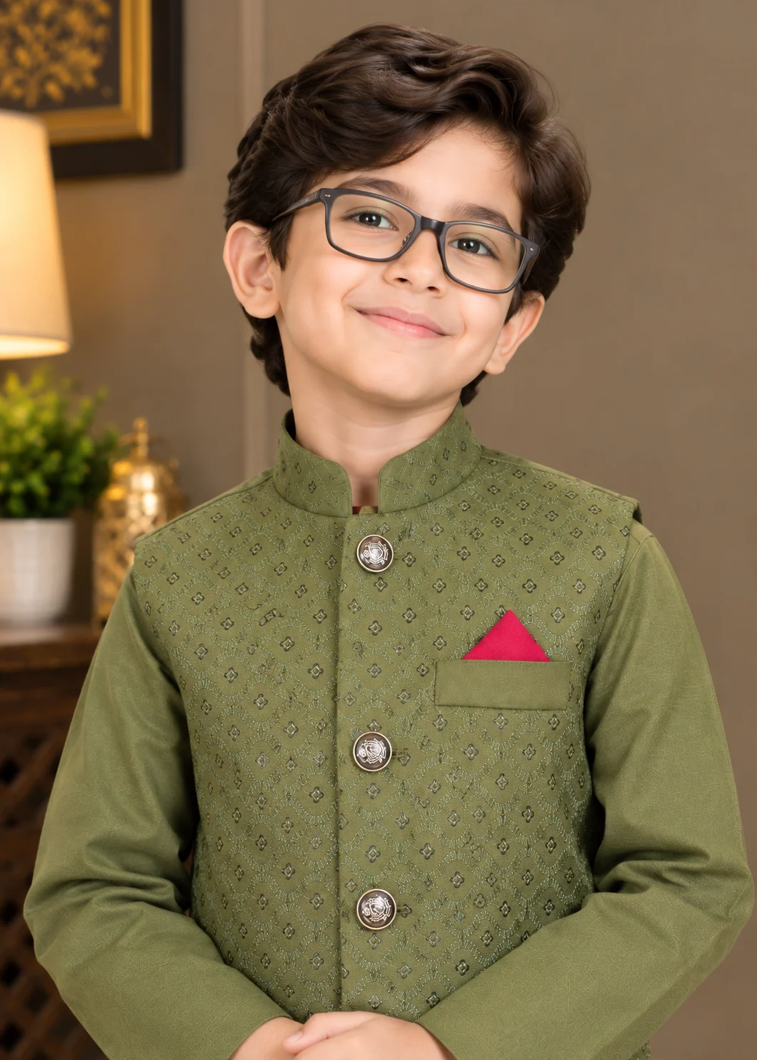 wash & wear Waistcoat in Olive green - view 2