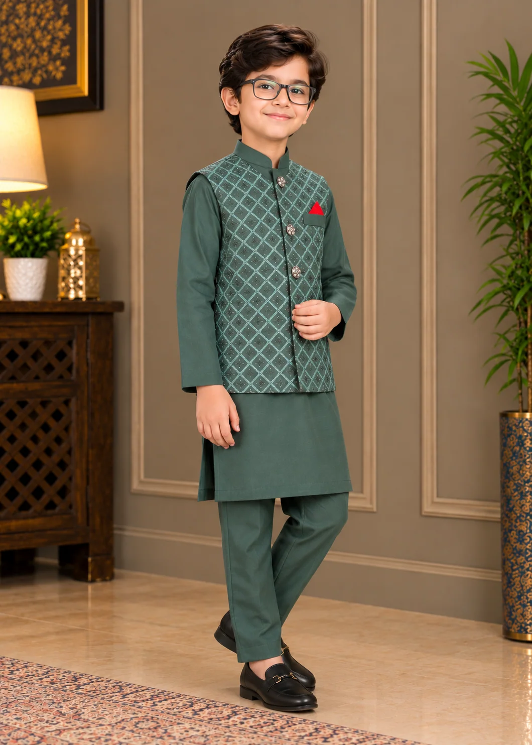 wash & wear Waistcoat in Sea green - view 5