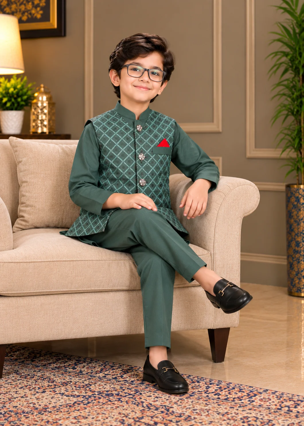wash & wear Waistcoat in Sea green - view 4