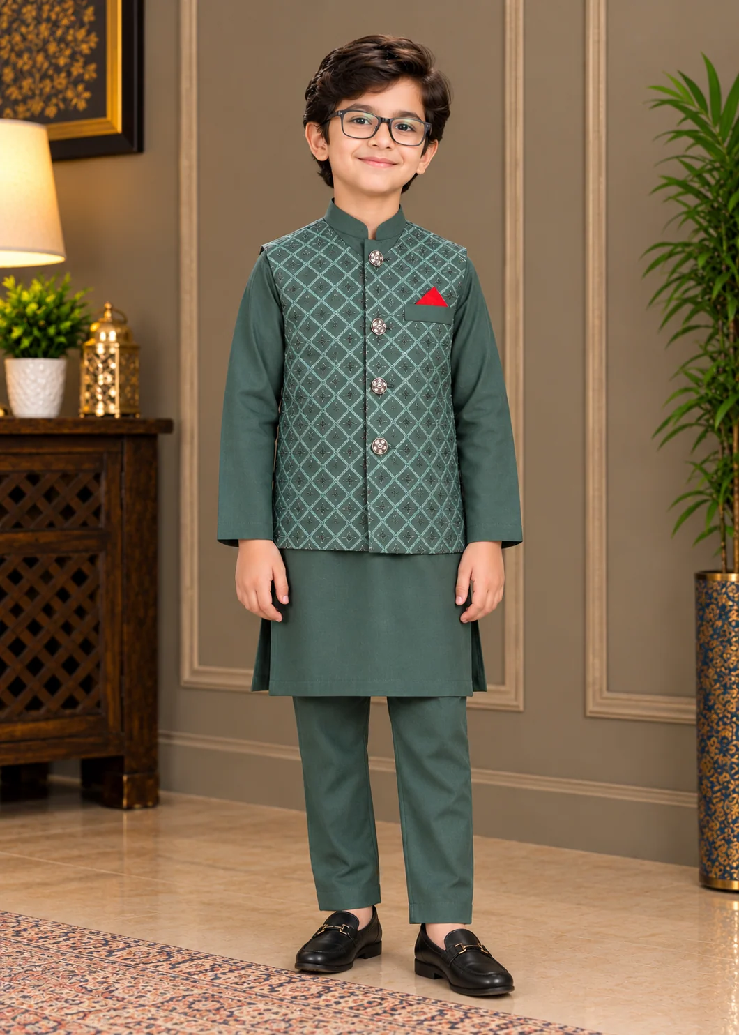 wash & wear Waistcoat in Sea green