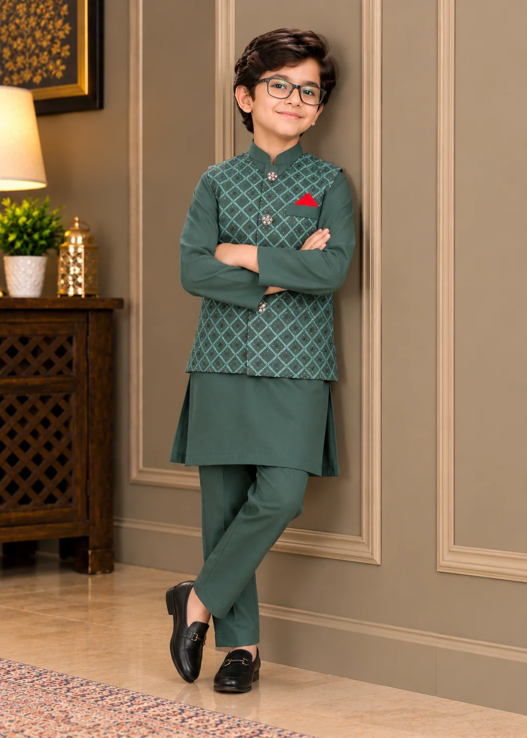 wash & wear Waistcoat in Sea green - view 3
