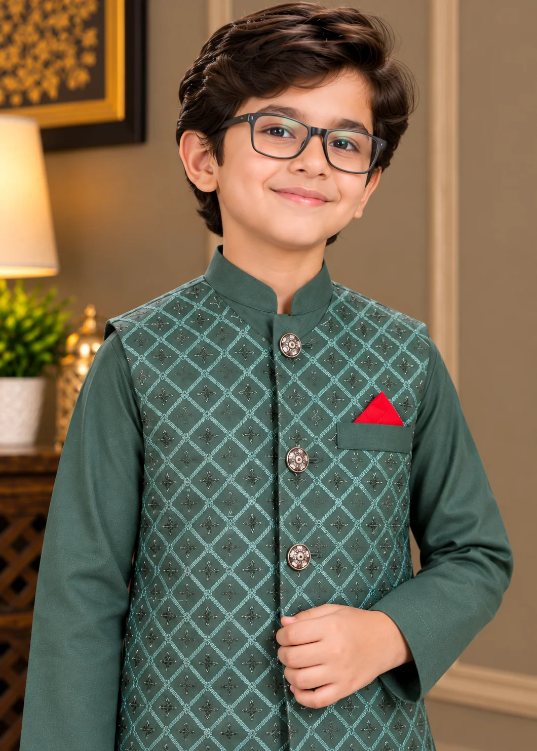 wash & wear Waistcoat in Sea green - view 2
