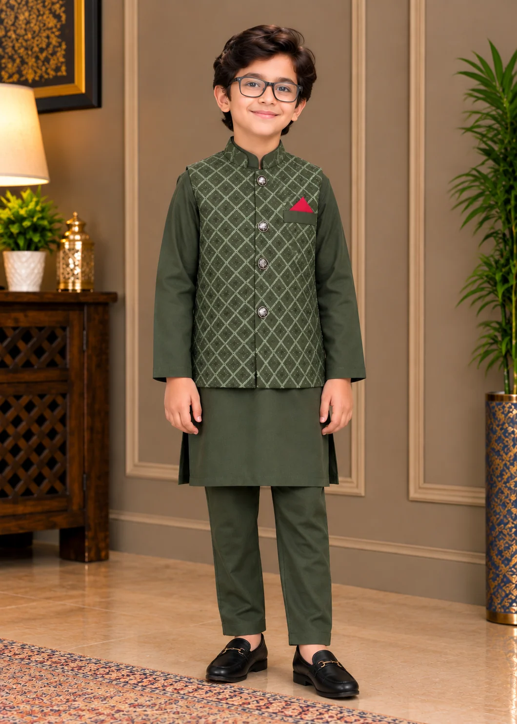 wash & wear Waistcoat in Dark green - view 5
