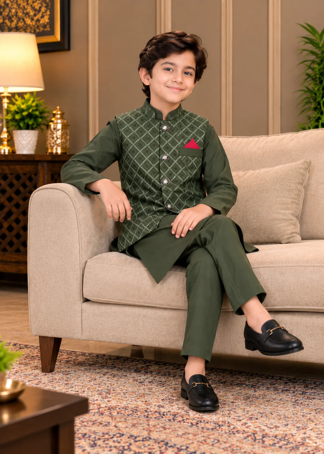 wash & wear Waistcoat in Dark green