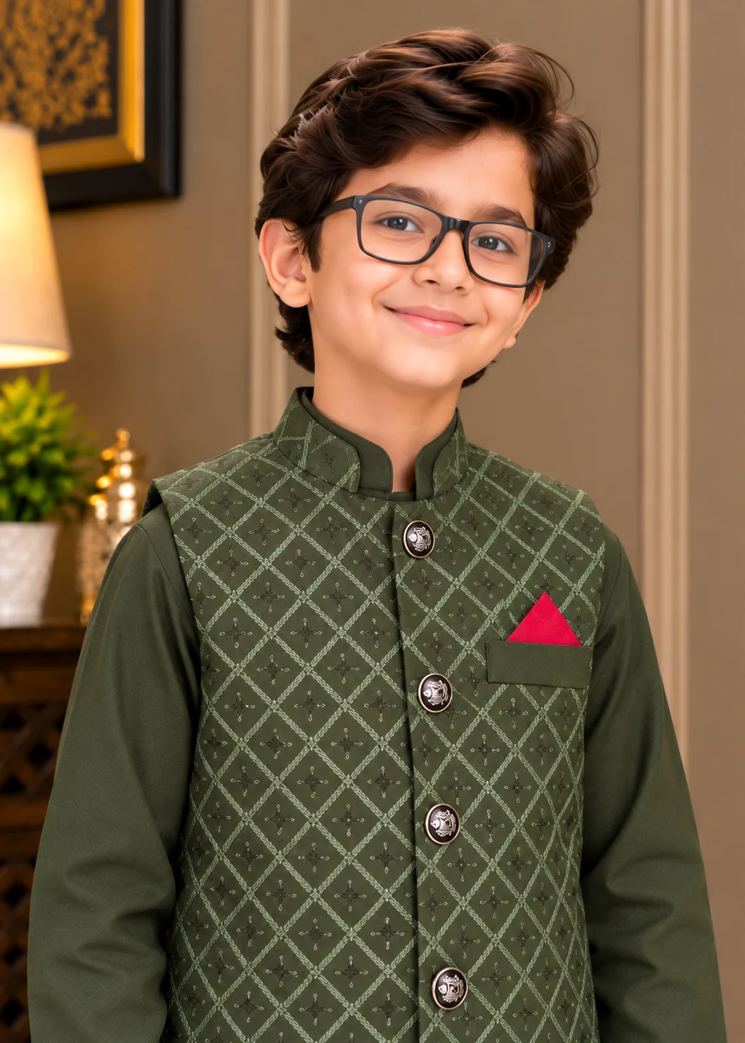 wash & wear Waistcoat in Dark green - view 3