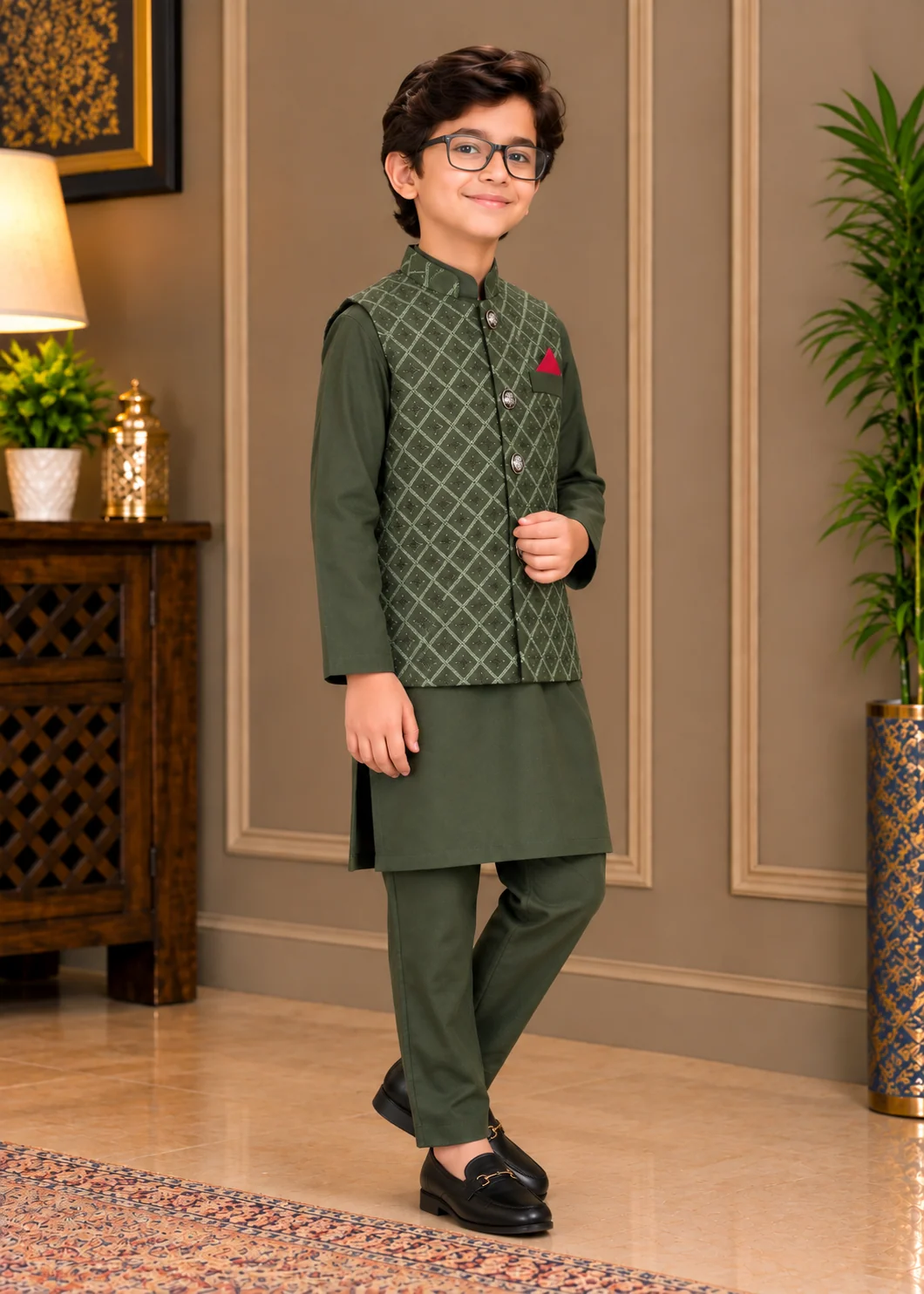 wash & wear Waistcoat in Dark green - view 4