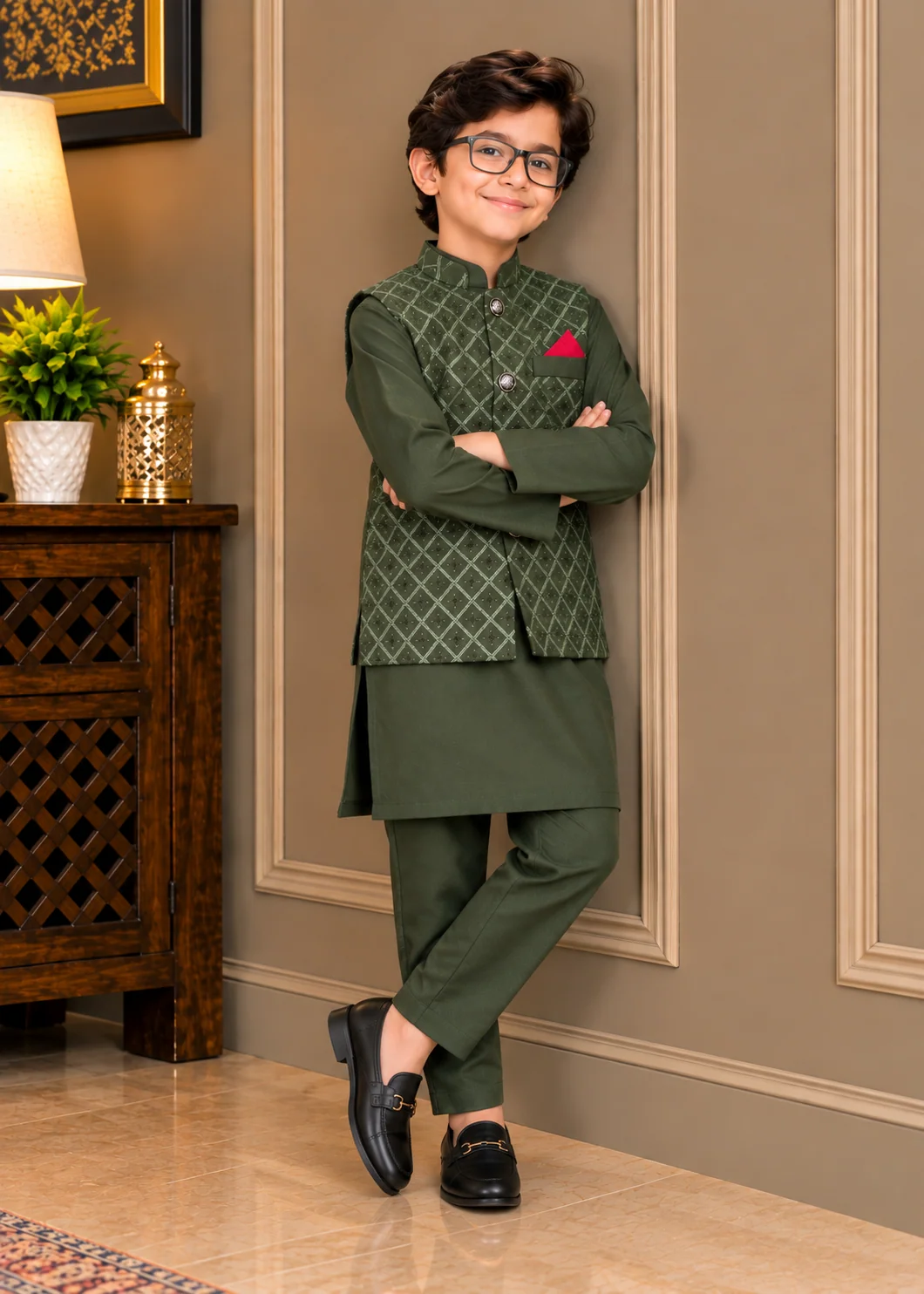 wash & wear Waistcoat in Dark green - view 2