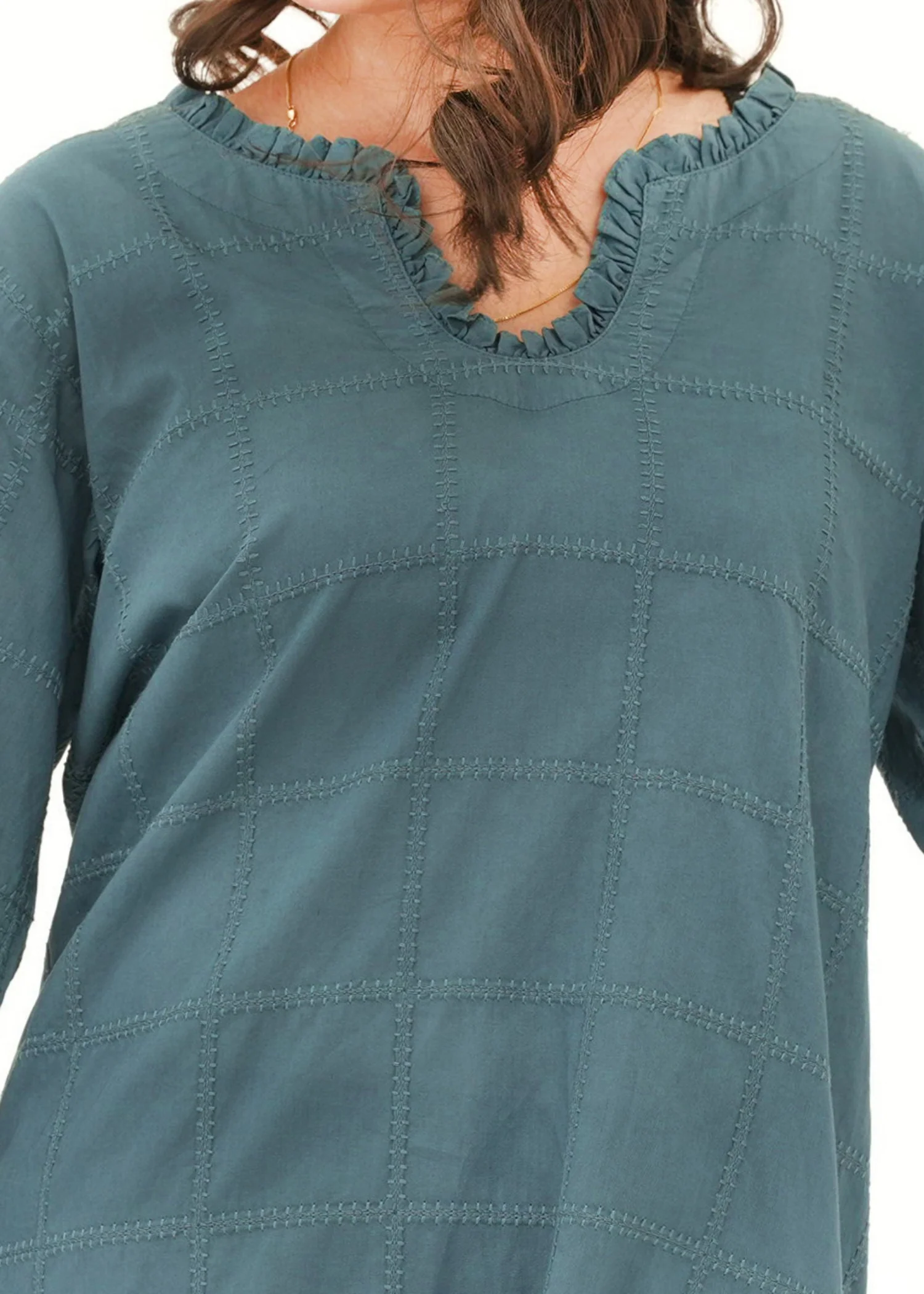 lawn cotton Kurta Set in Twilight blue - view 3