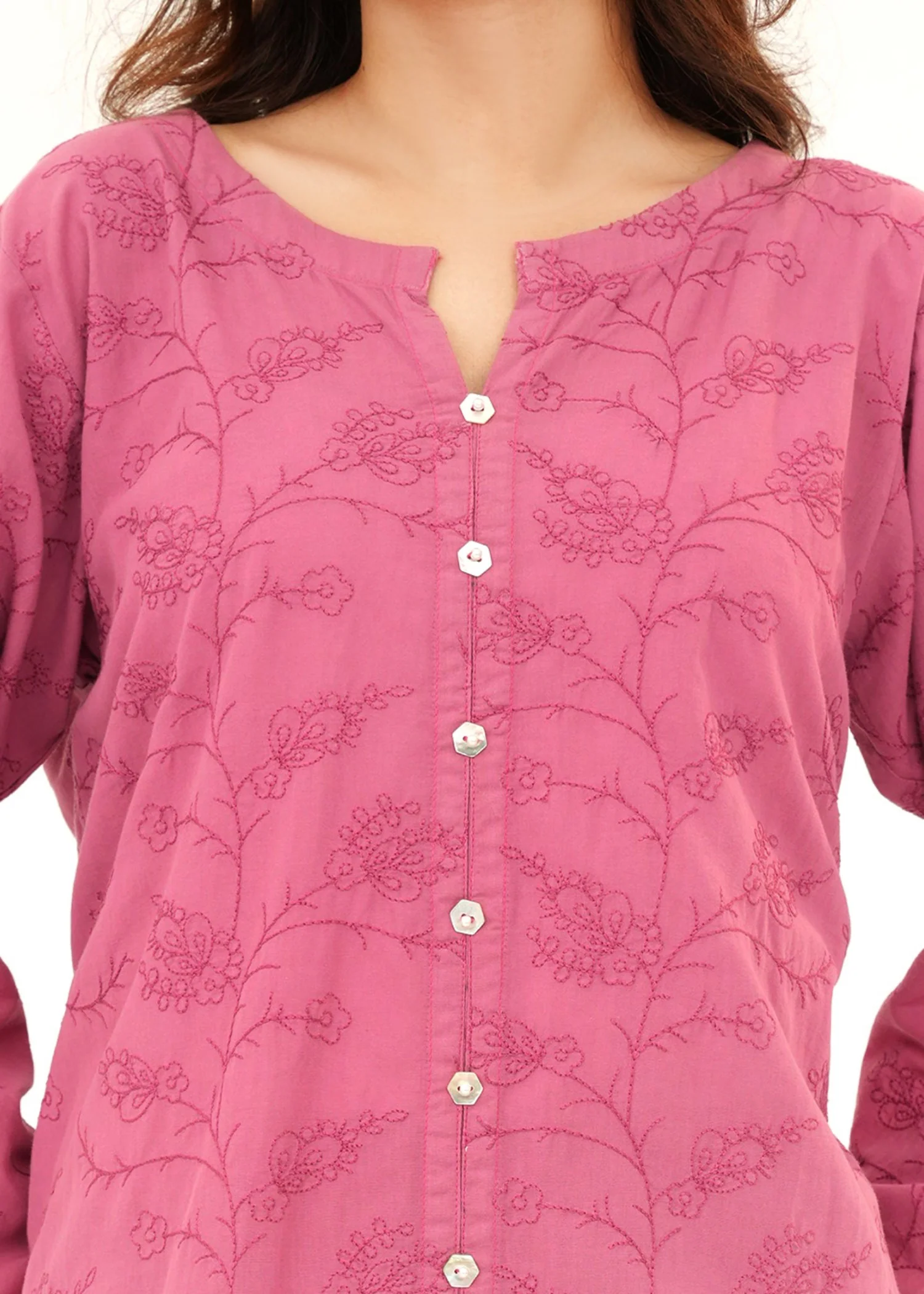 lawn cotton Kurta Set in Blush - view 3