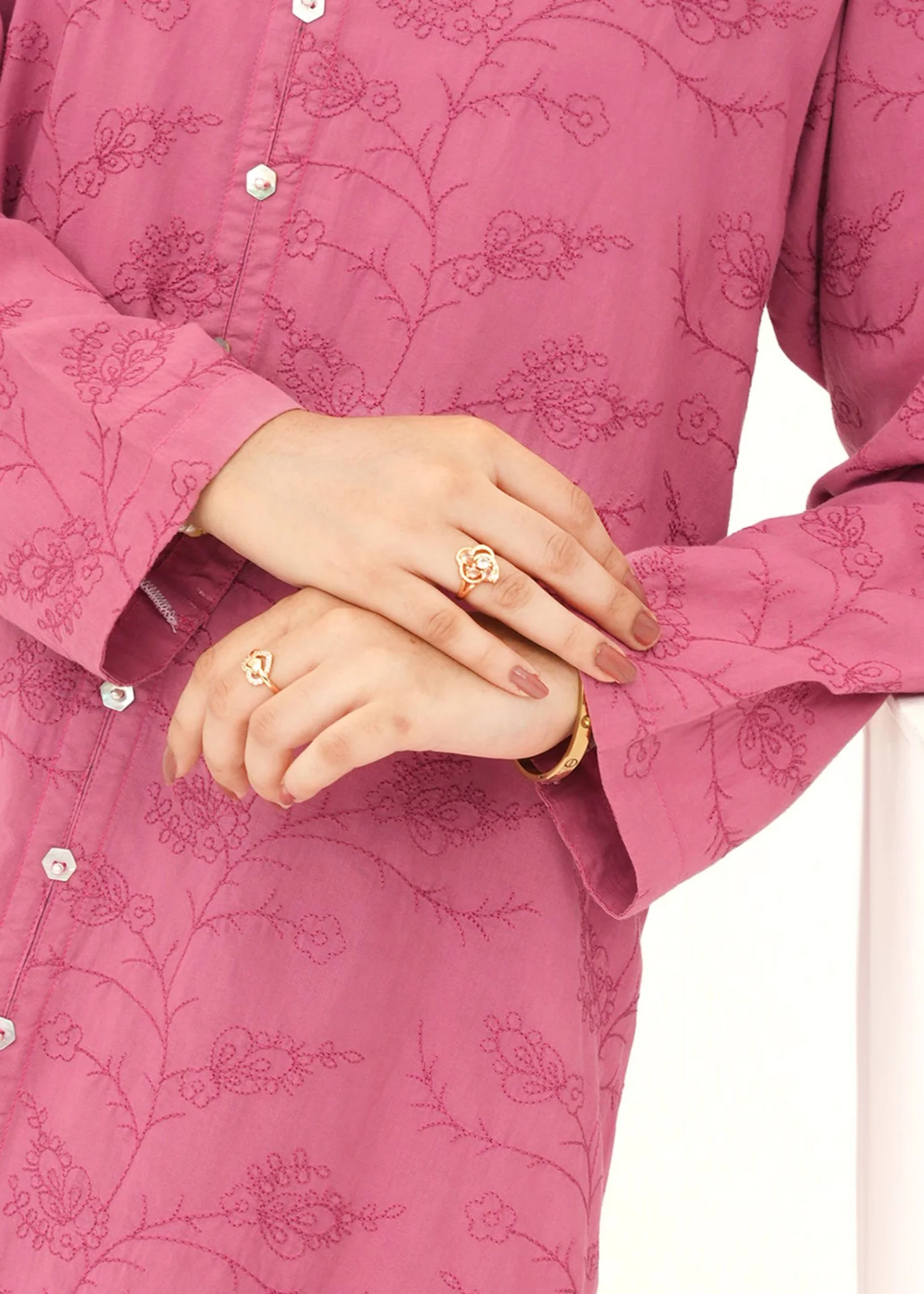 lawn cotton Kurta Set in Blush - view 4