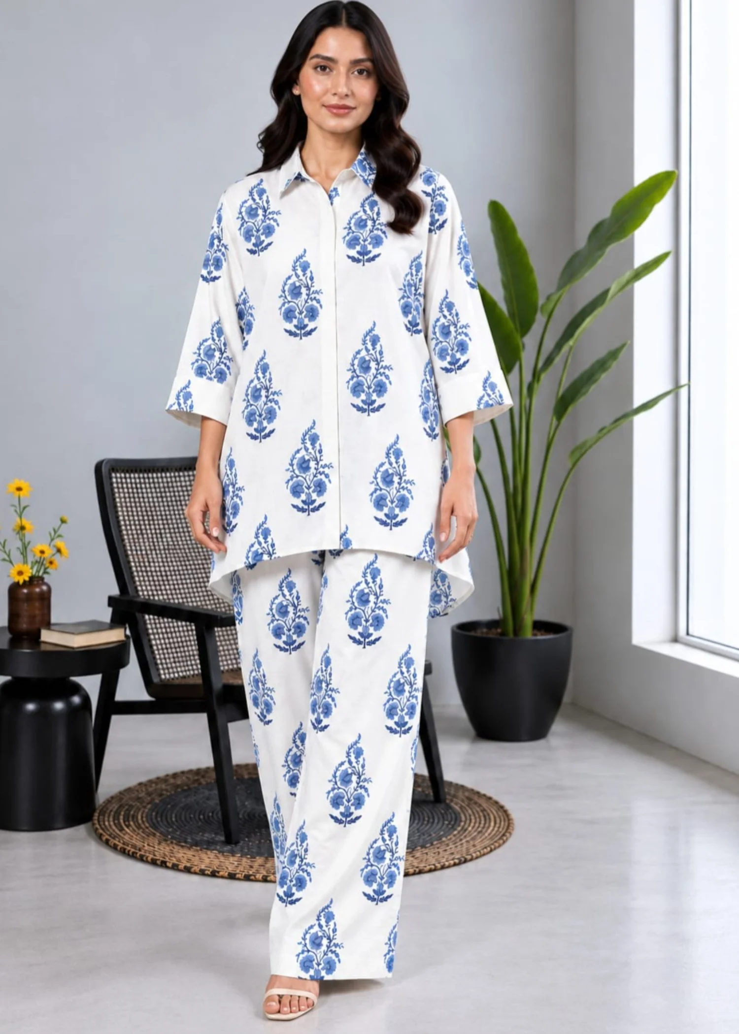 linen Co ord Sets in White - view 2