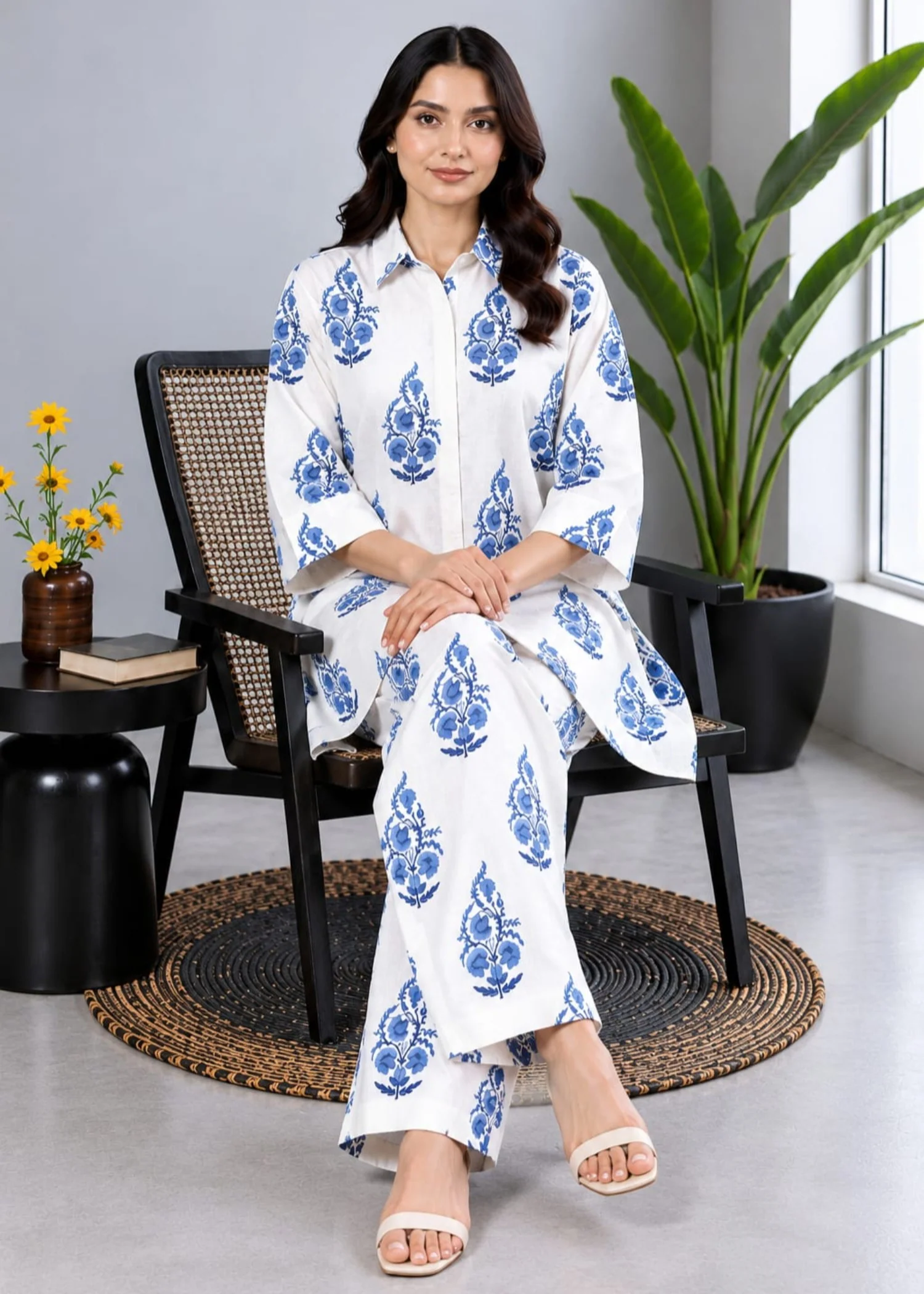 linen Co ord Sets in White - view 3