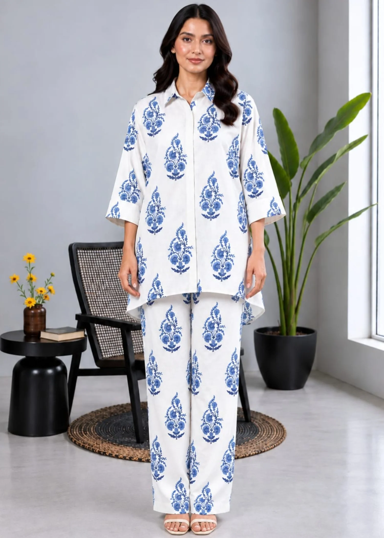 linen Co ord Sets in White - view 4
