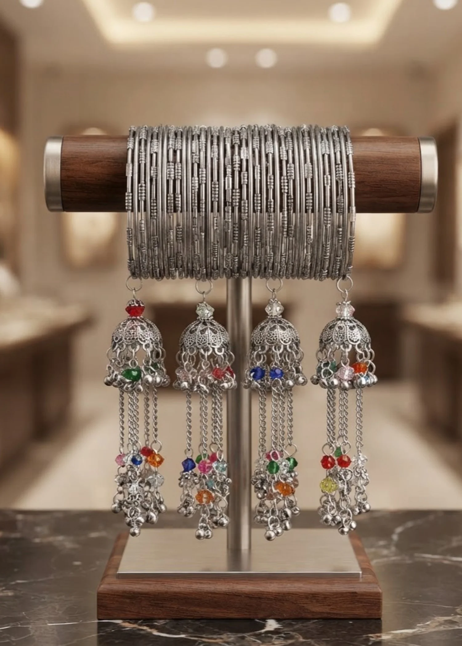Bangles in Multi, silver Color by - Trendy Women Bangles ZBJ2633 - view 2