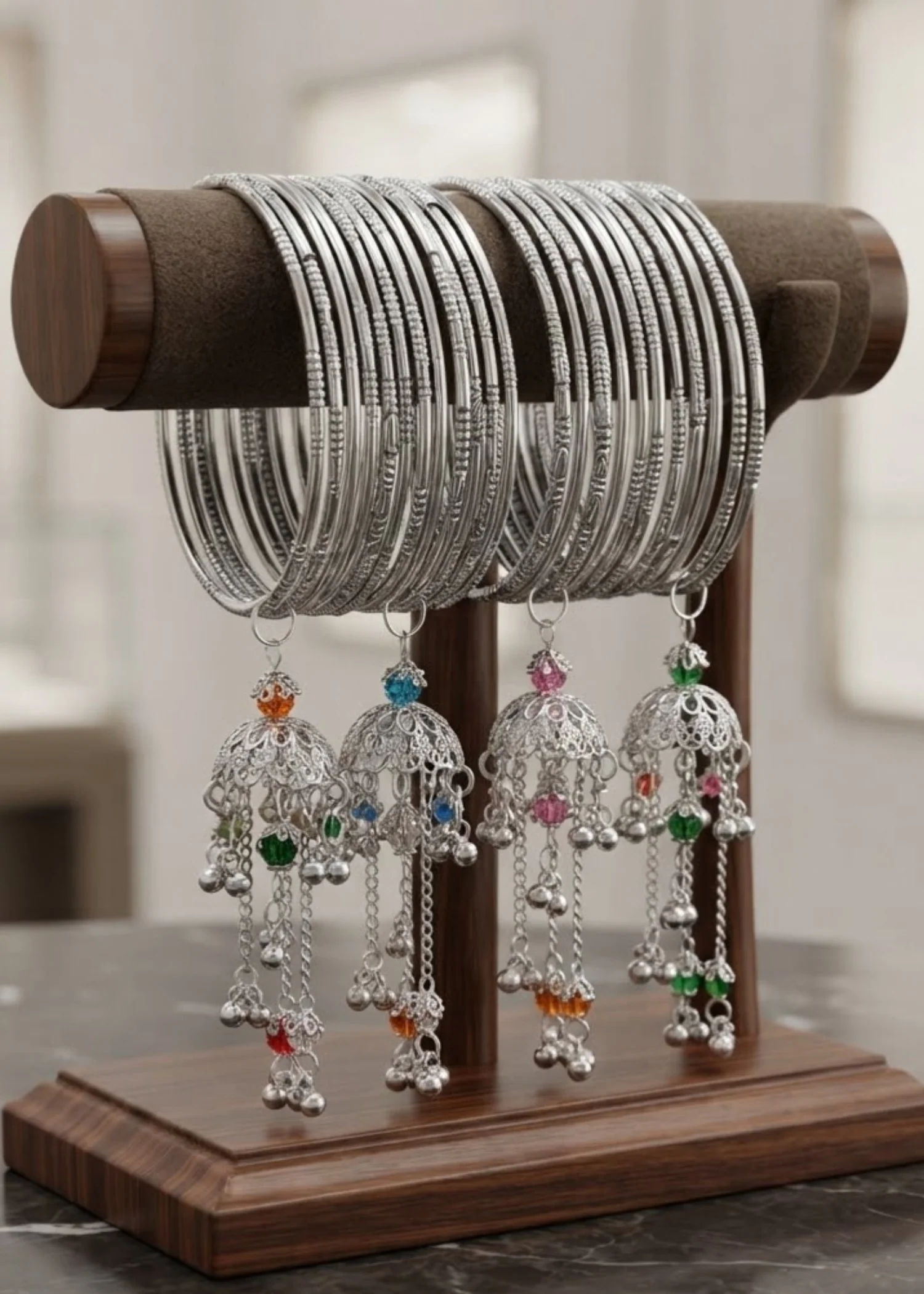 Bangles in Multi, silver Color by - Trendy Women Bangles ZBJ2633 - view 4