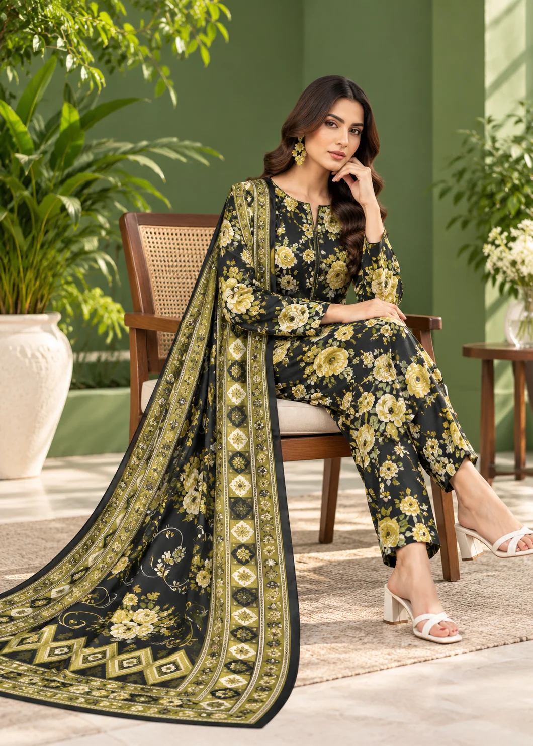 khaddar Unstitched in Black - view 3