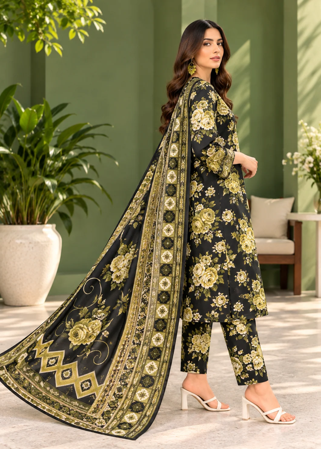 khaddar Unstitched in Black - view 2