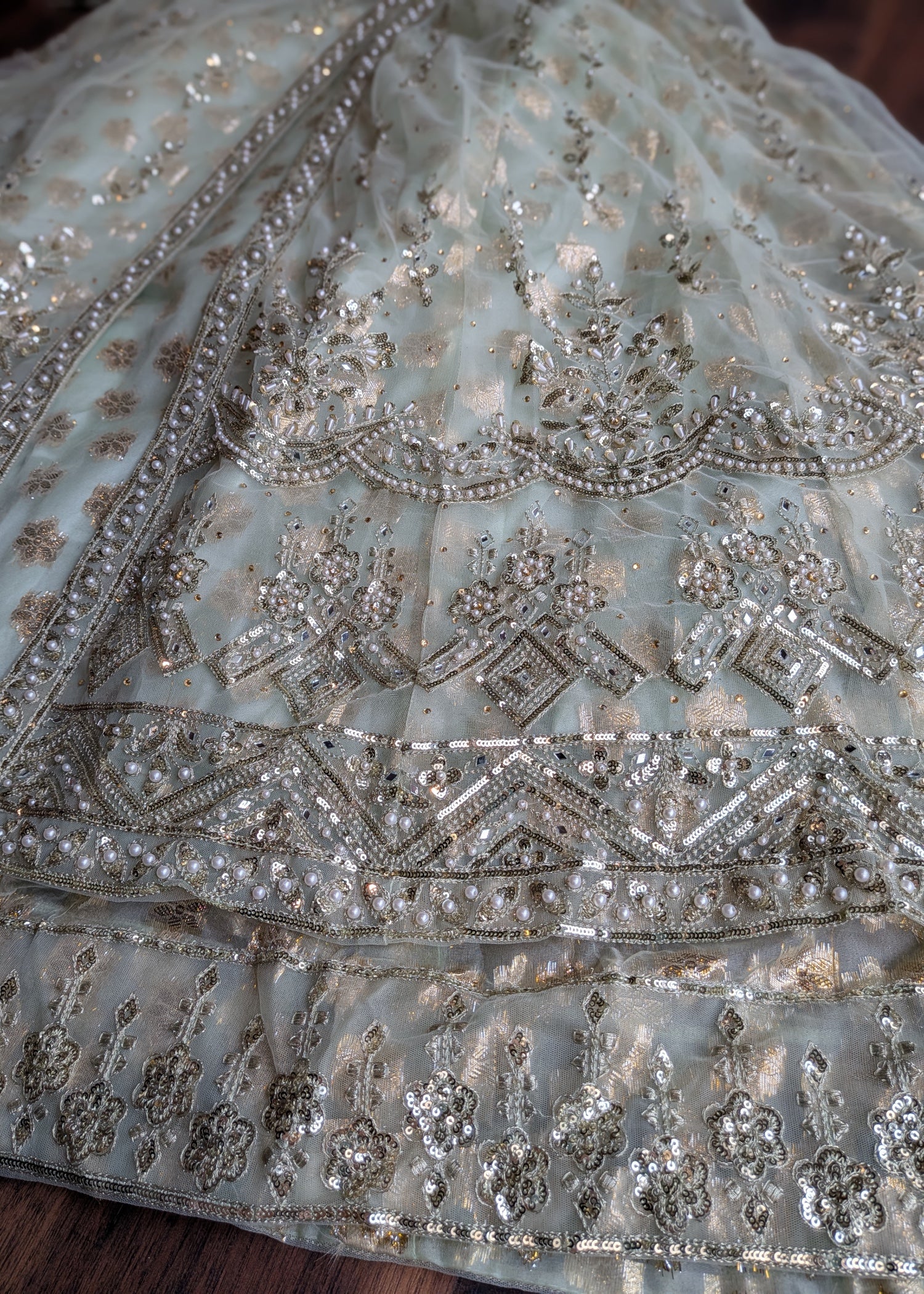 net Pishwas in Tea green - view 6