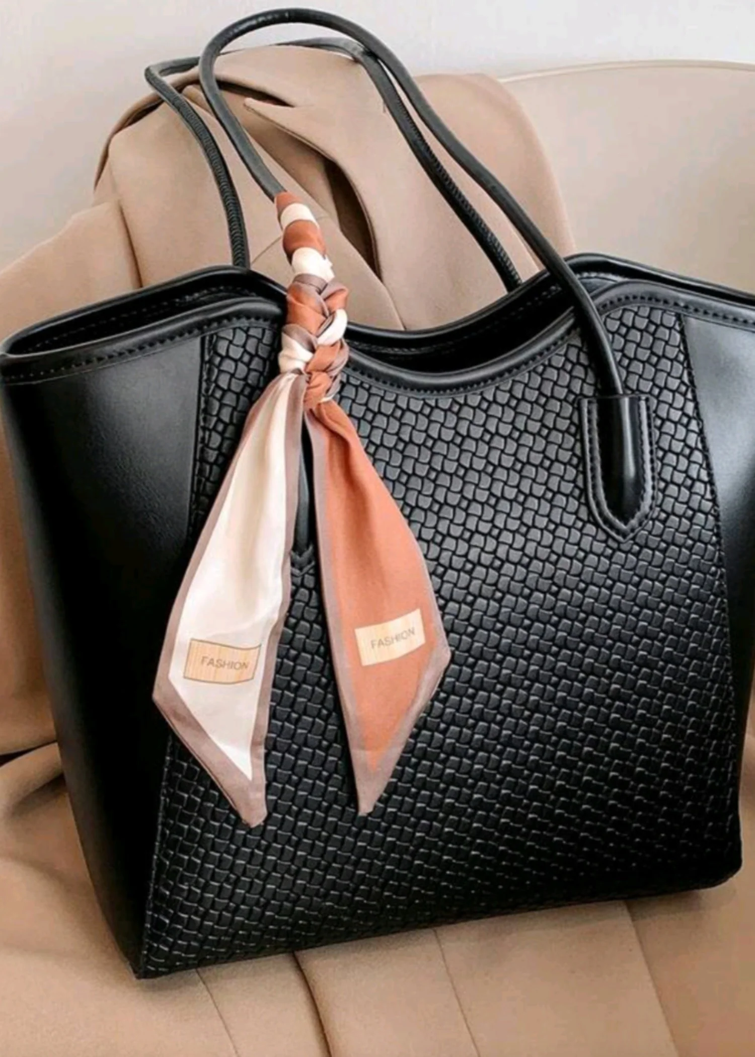 Tote Bag in Black Color by - Trendy Women Tote Bag EQX0692 - tote bag with water bottle pocket at ShoplyHub