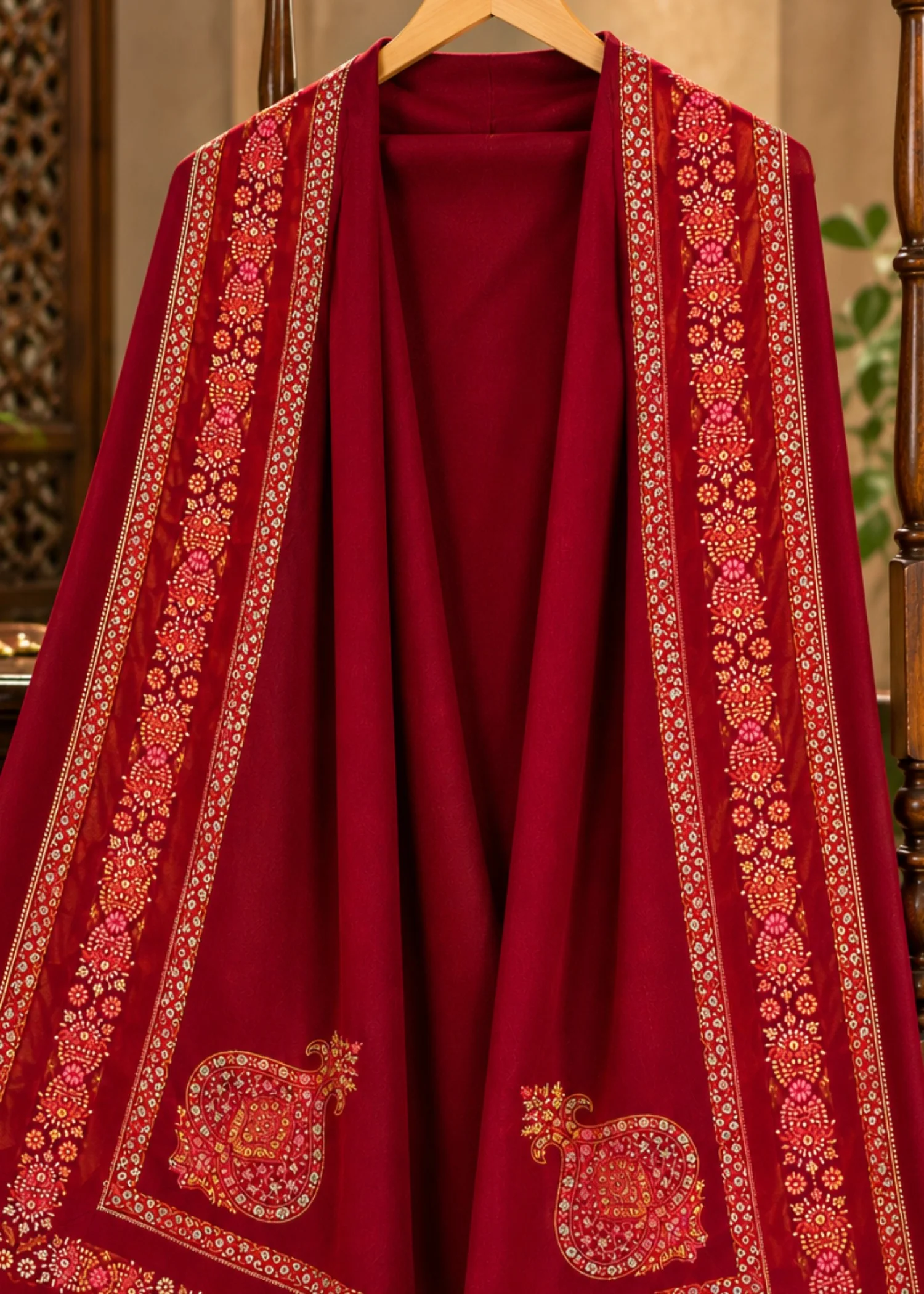 Shawl in Cardinal red Color by - Trendy Women Shawl EUJ1002 - view 4